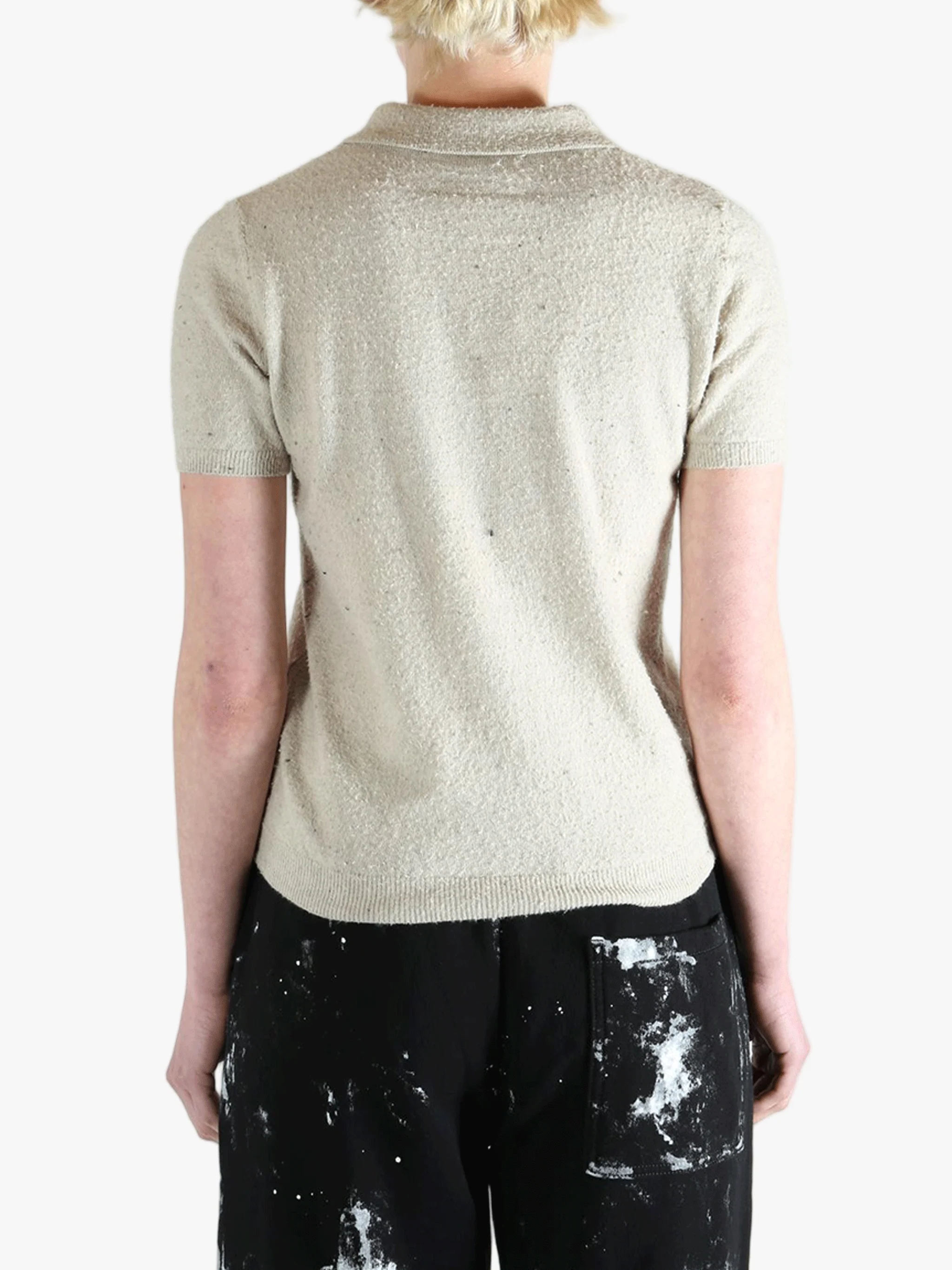 MM6 Maison Margiela - Women Textured Short-Sleeve Polo Shirt - Image 3