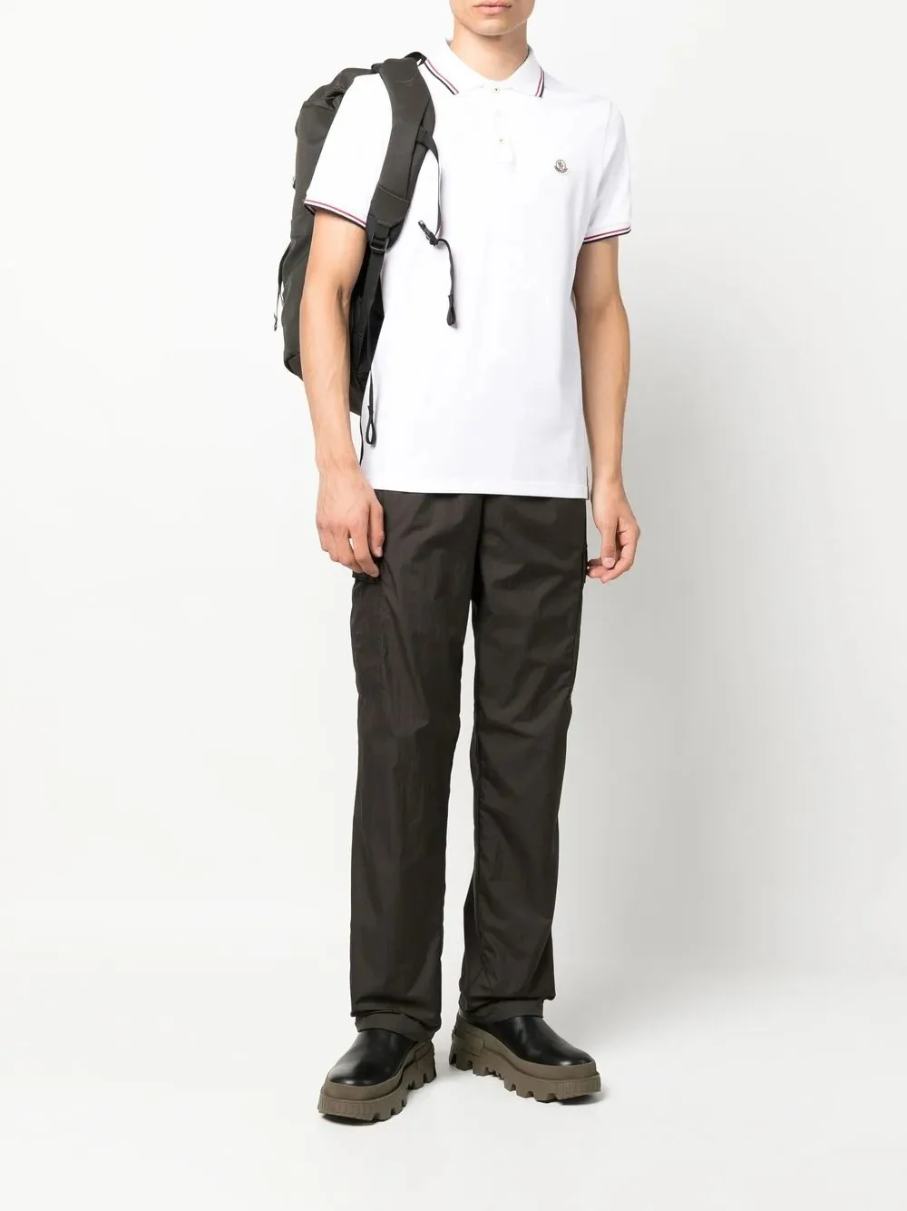 MONCLER - Men Striped Trim SS Polo Collar T-shirt