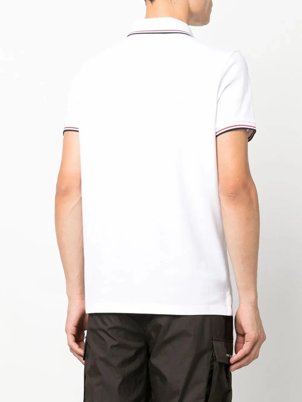 MONCLER - Men Striped Trim SS Polo Collar T-shirt - Image 3