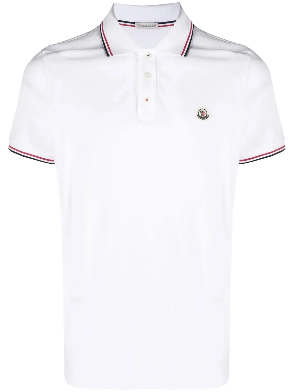 MONCLER - Men Striped Trim SS Polo Collar T-shirt - Image 5