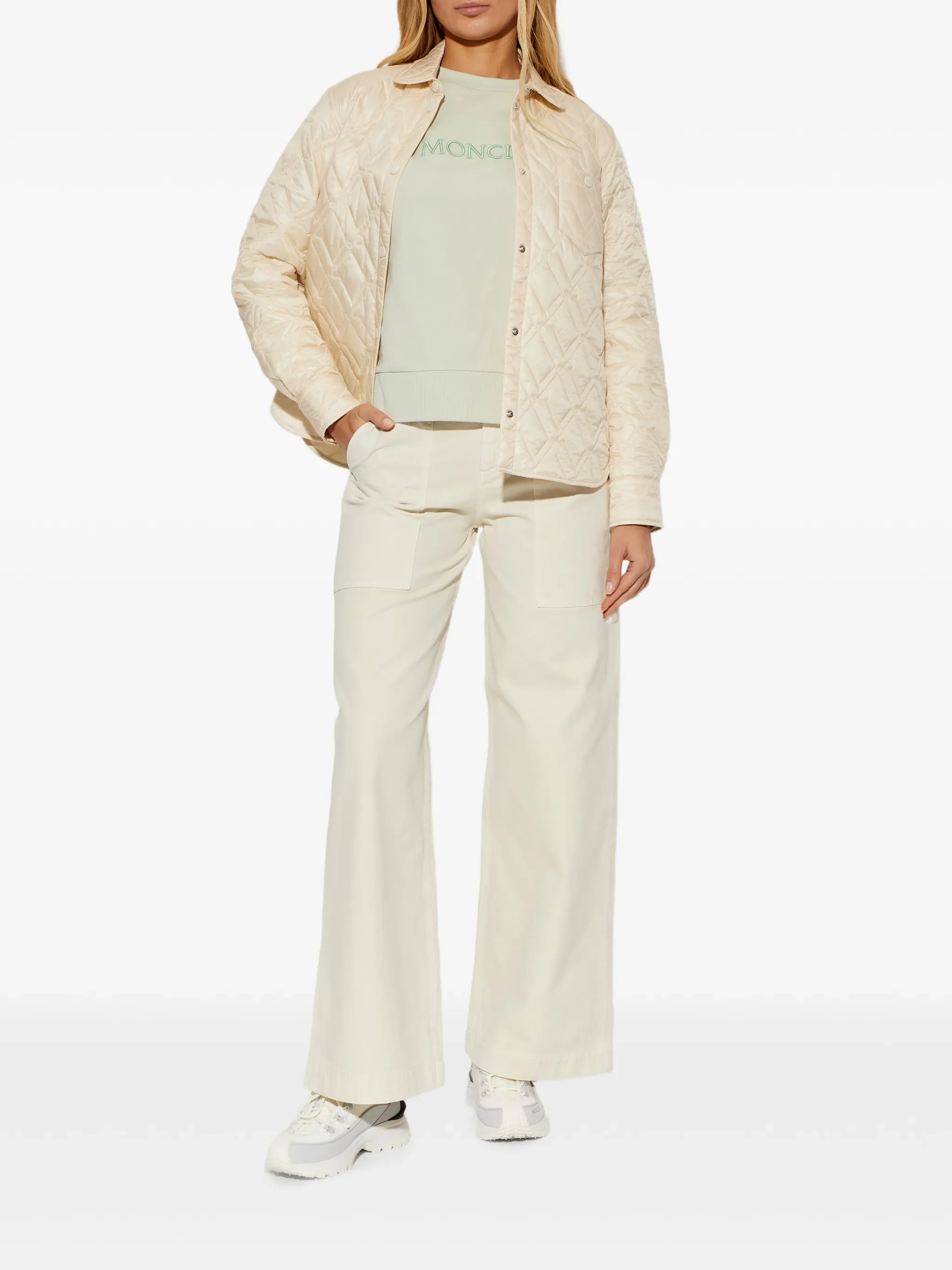 MONCLER - Women Button Zipper Closure Straight Leg Trousers - Image 3