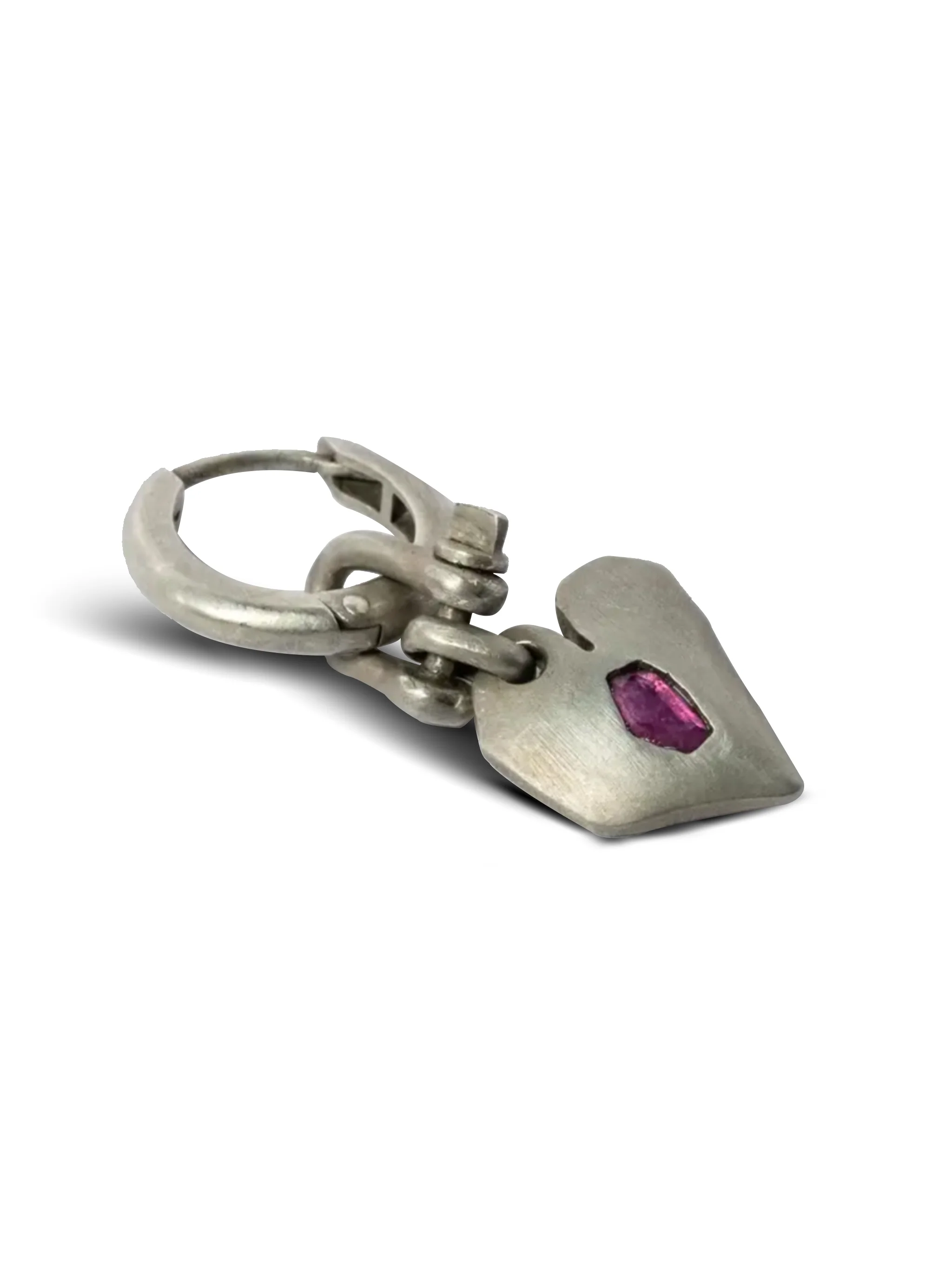 PARTS OF FOUR - Jazz's Solid Heart Earring (Extra Small, 0.2 CT, Ruby Slice, DA+RUB) - Image 2