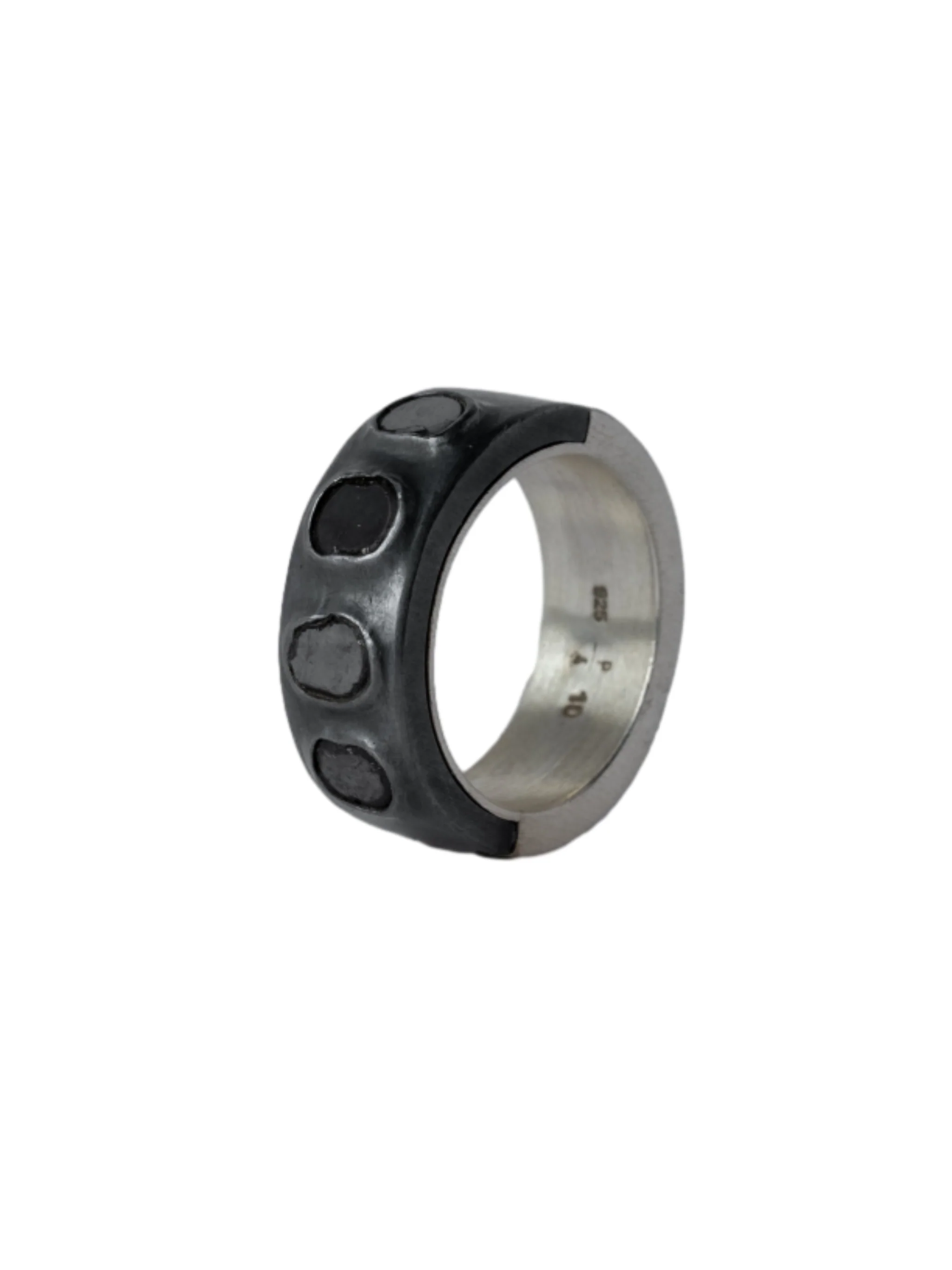 PARTS OF FOUR - Sistema Ring (Terrestrial Surfaced, 0.4 CT, 4 Polished Black Diamond Slabs, 9mm, MA+KA+PBLKDIA) - Image 3