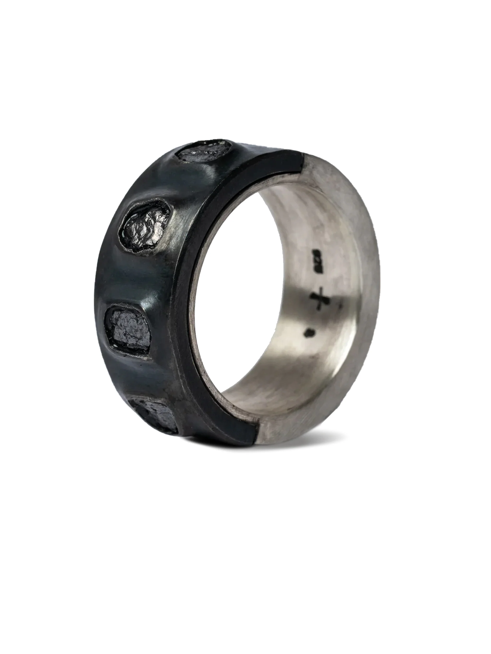 PARTS OF FOUR - Sistema Ring (Terrestrial Surfaced, 1.0 CT, 4 Black Diamond Fragments, 9mm, MA+KA+KFRDIA) - Image 3