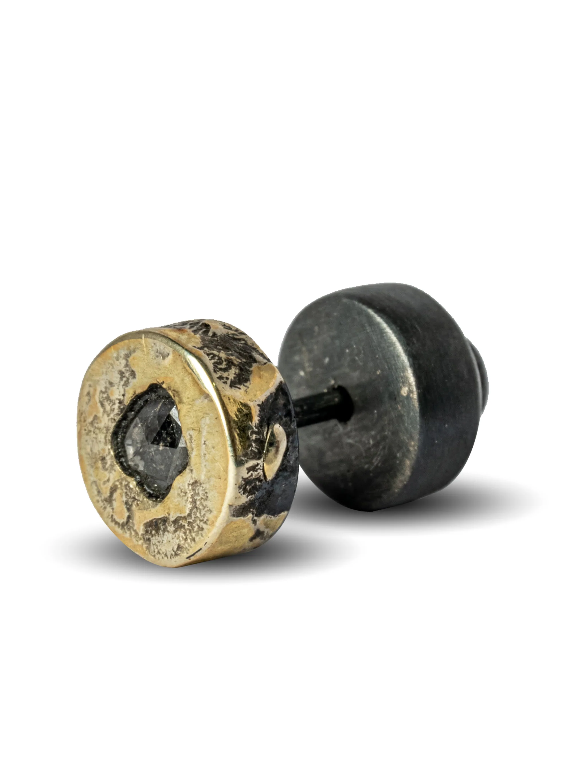 PARTS OF FOUR - Stud Earring (Fuse, 0.2 CT, Tiny Faceted Diamond Slab, KA18K+FCDIA)
