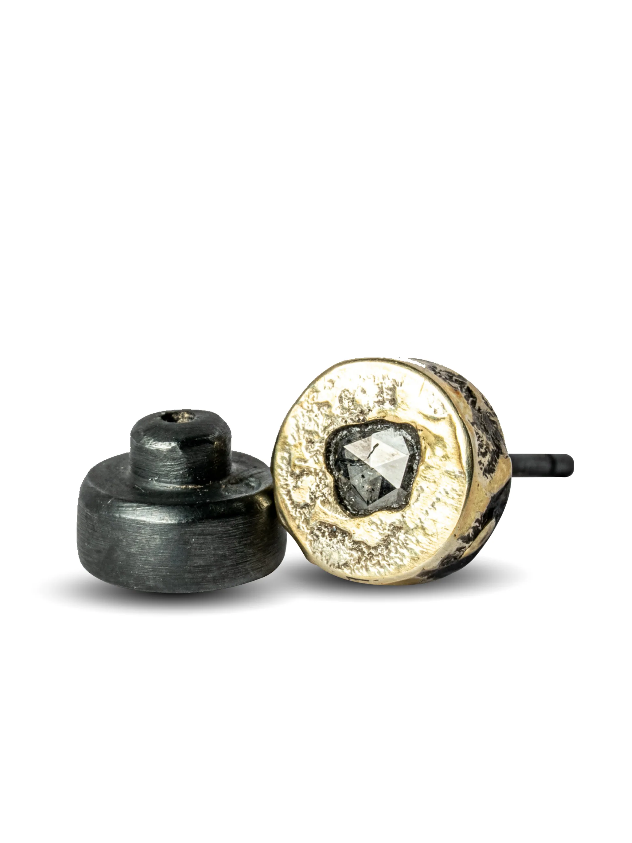PARTS OF FOUR - Stud Earring (Fuse, 0.2 CT, Tiny Faceted Diamond Slab, KA18K+FCDIA) - Image 3
