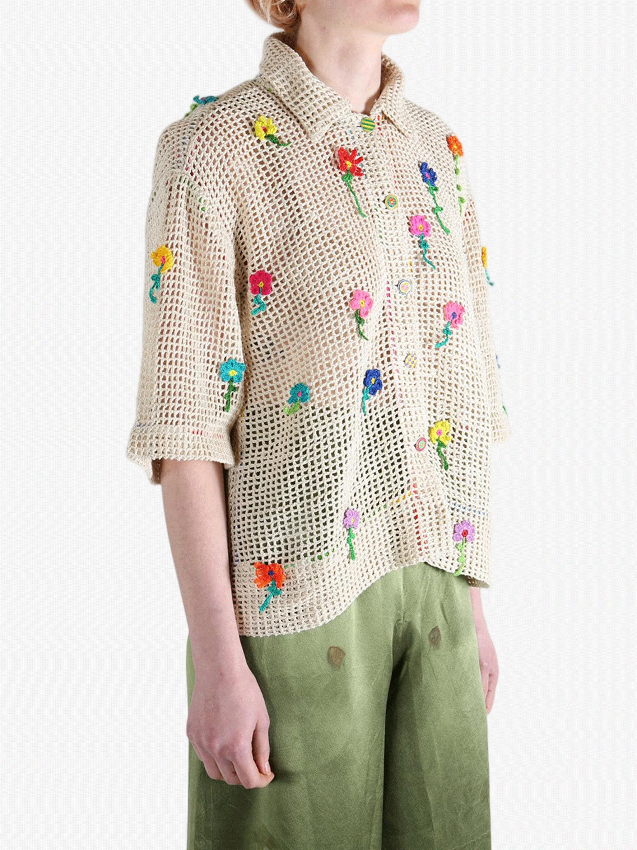 PERO - Women Crochet Floral Loose Top - Image 2