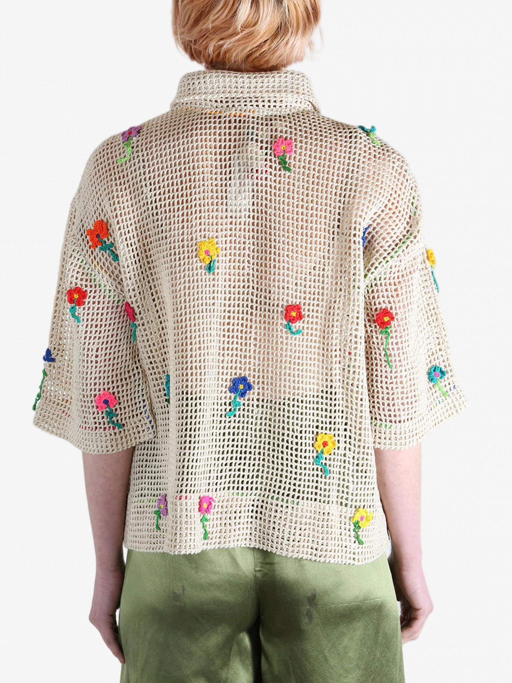 PERO - Women Crochet Floral Loose Top - Image 3