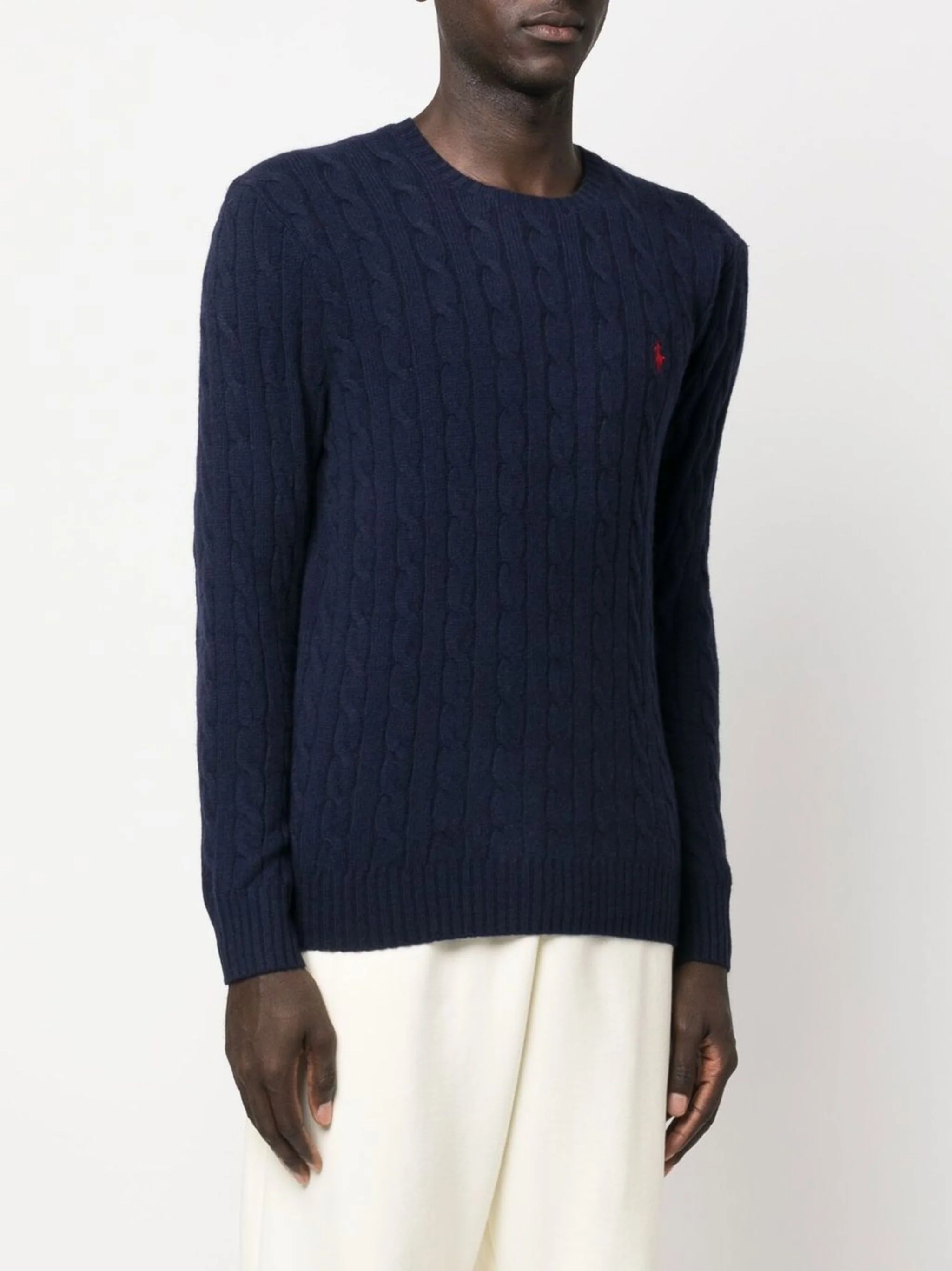 POLO RALPH LAUREN - Men Long-Sleeve Wool/Cashmere Cable Knit Crewneck Sweater - Image 2