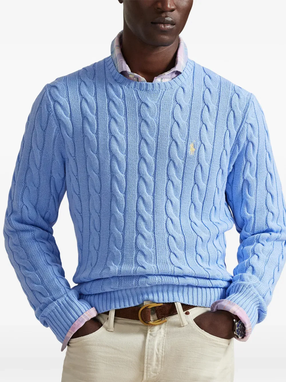POLO RALPH LAUREN - Men Long Sleeve Cotton Cable Knit Crewneck Sweater