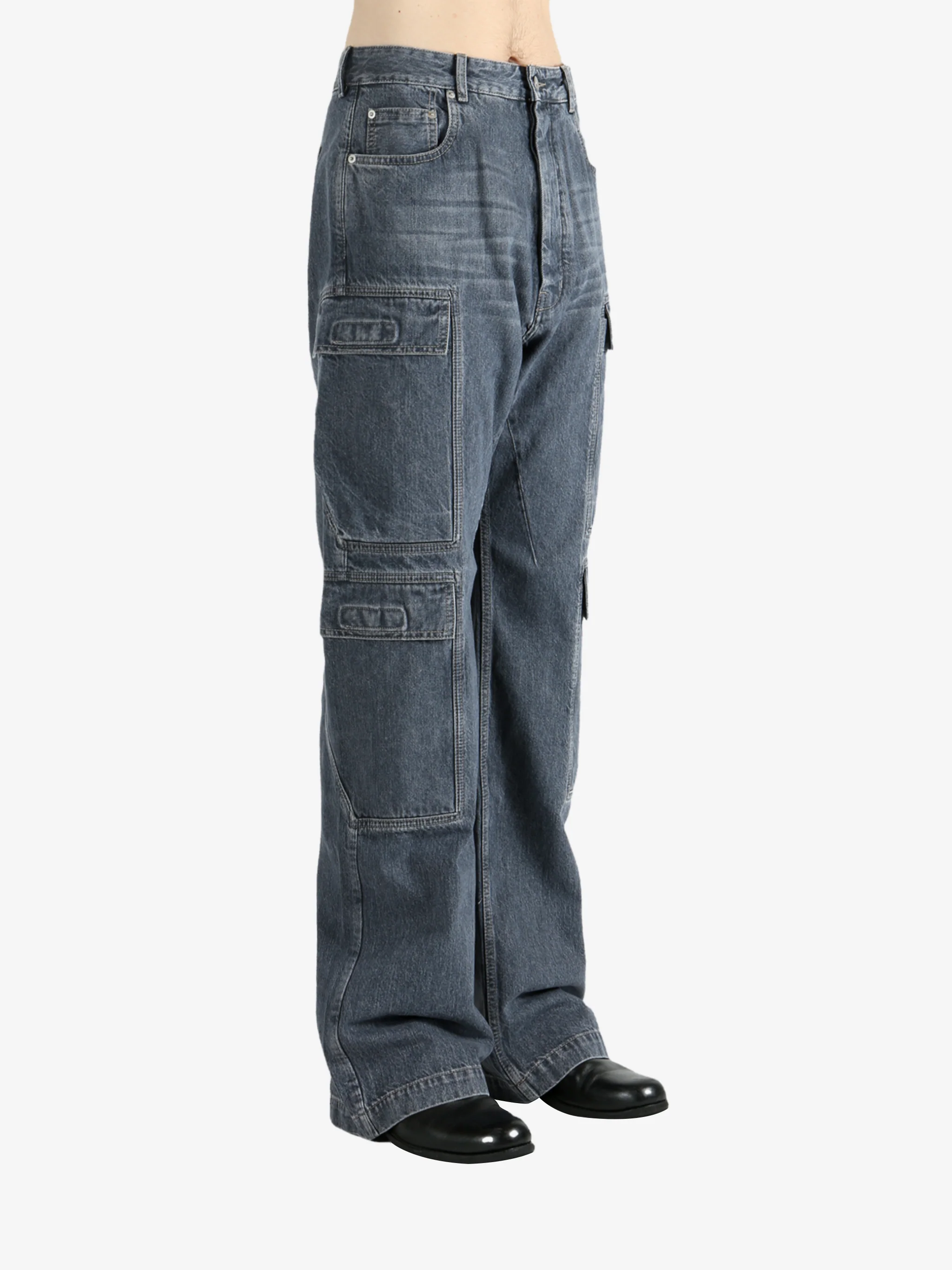 RICK OWENS DRKSHDW - Men Denim Double Cargo Jeans Pants - Image 2