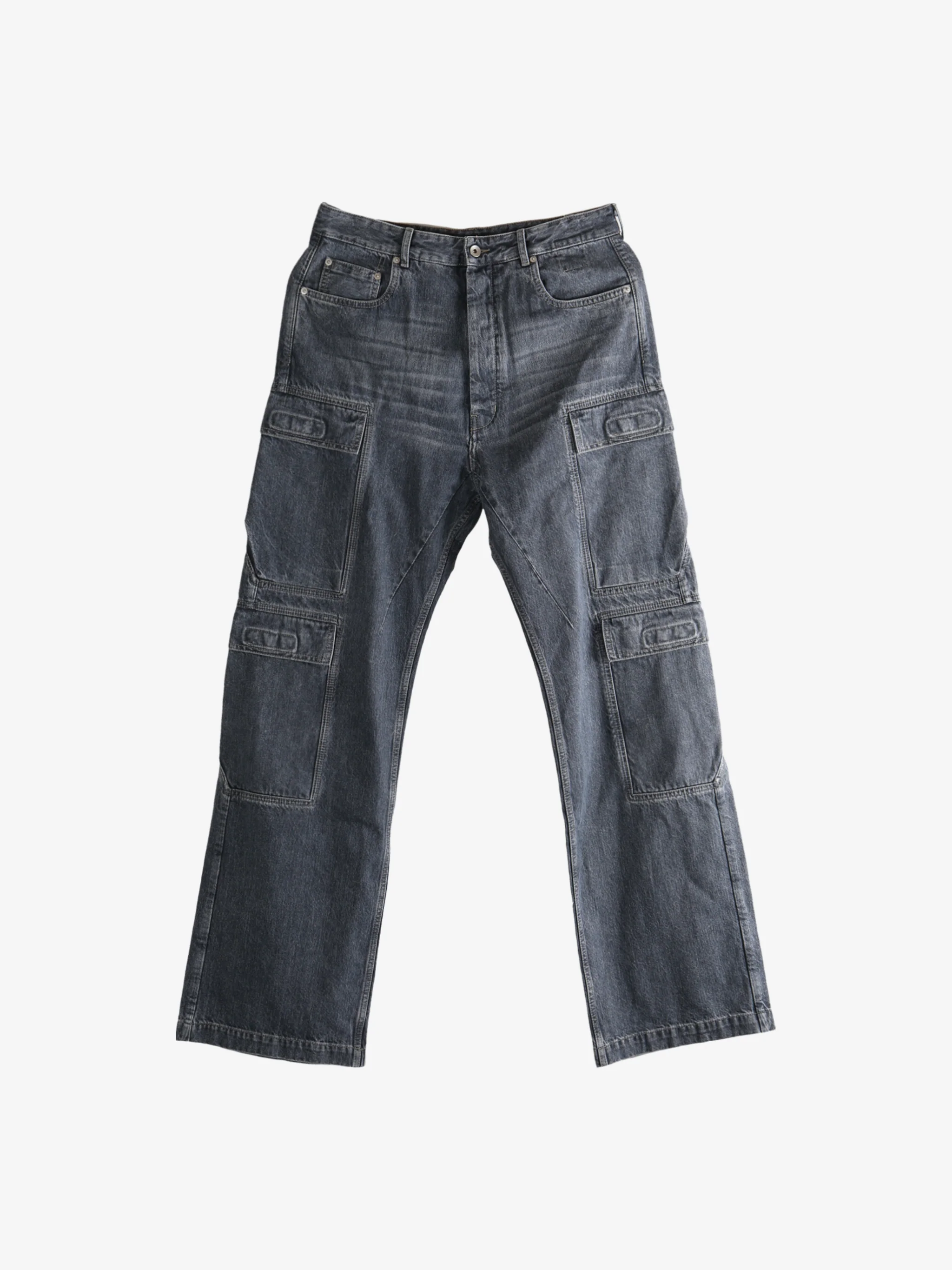 RICK OWENS DRKSHDW - Men Denim Double Cargo Jeans Pants - Image 4