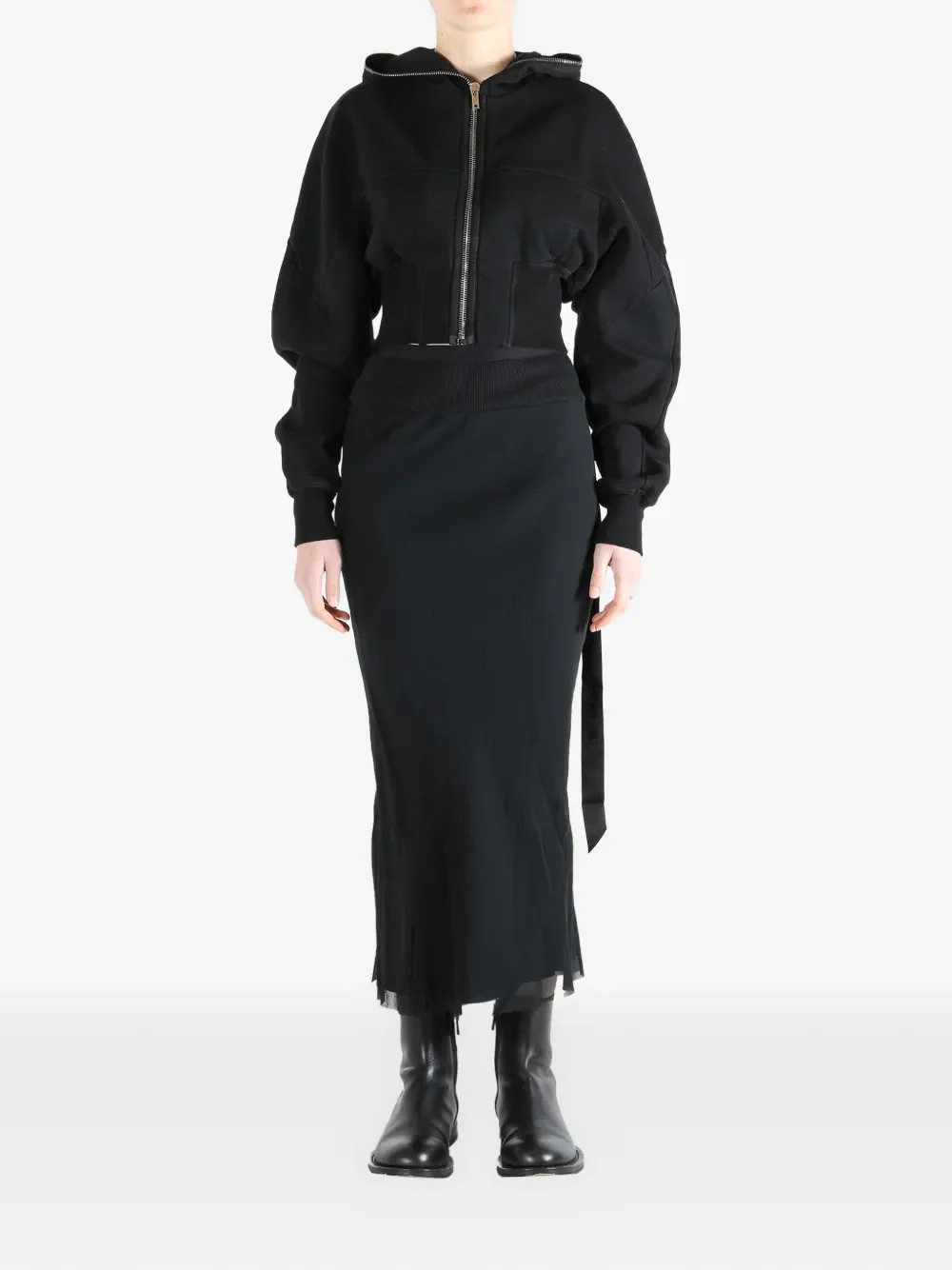 RICK OWENS DRKSHDW - Women Felpa Collage Gimp Hoodie - Image 4