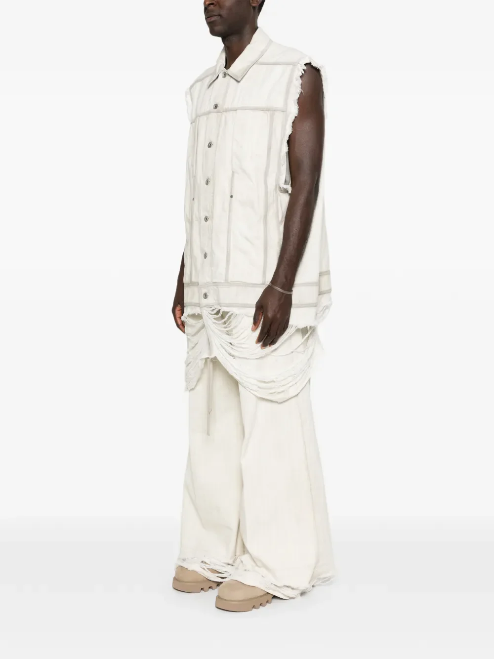 RICK OWENS - Men Giacca In Denim Senza Maniche Sleeveless Jumbo Worker - Image 2
