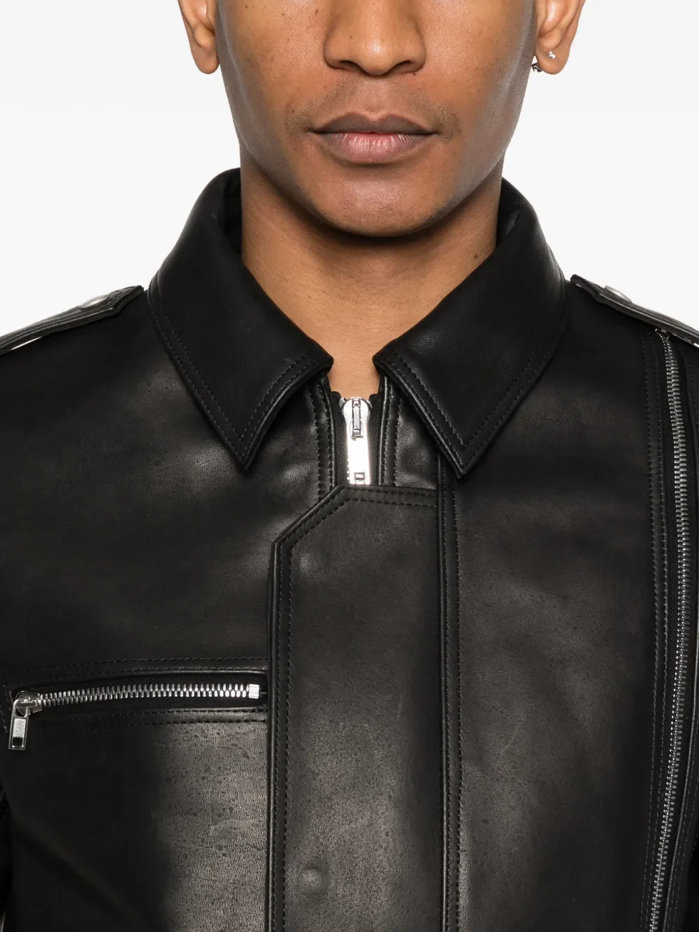 RICK OWENS - Men Giacca In Pelle Vega Jacket - Image 4