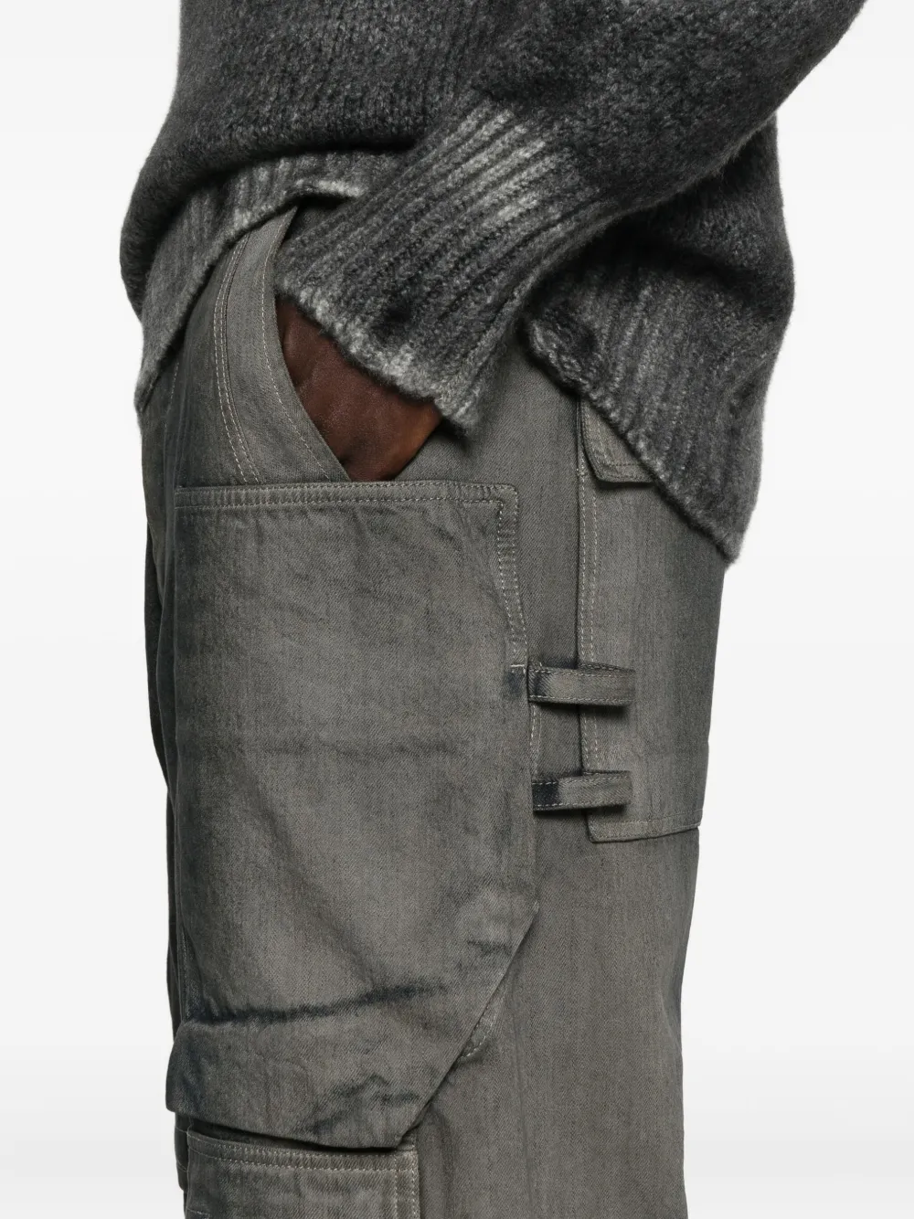 RICK OWENS - Men Pantaloni In Denim Stefan Cargo Jeans - Image 4