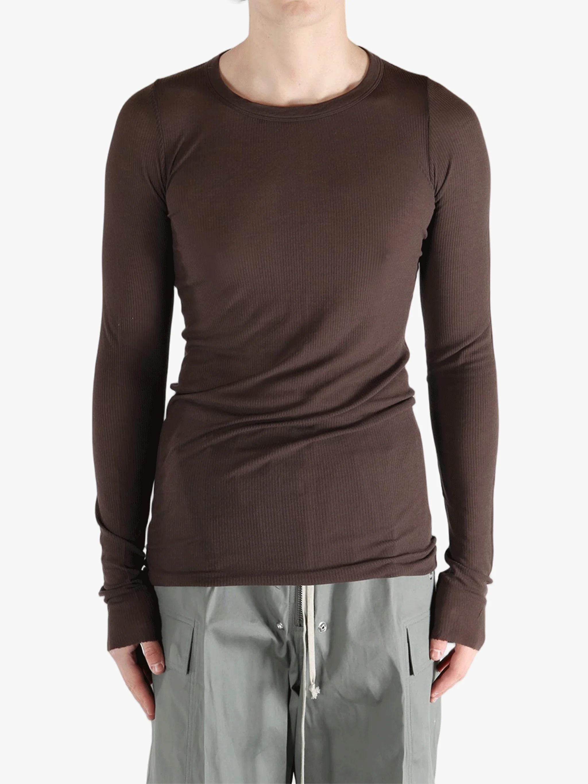 RICK OWENS - Men Rib Long Sleeves T-Shirt