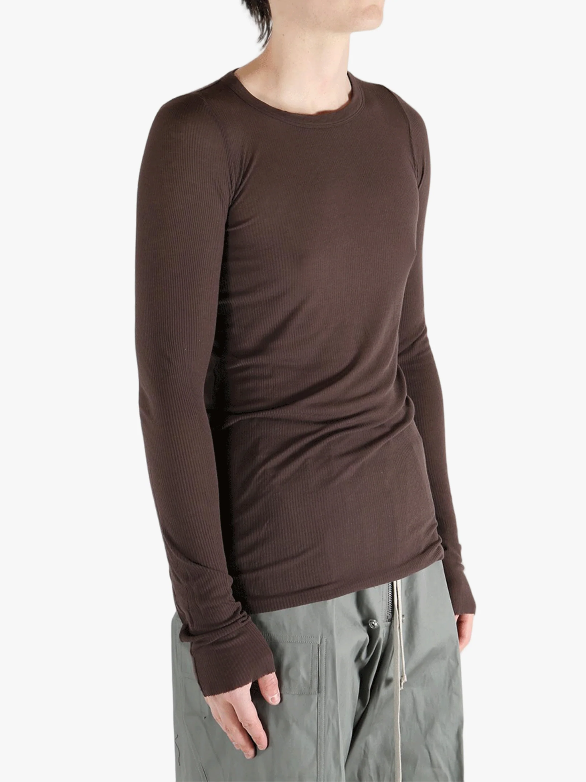 RICK OWENS - Men Rib Long Sleeves T-Shirt - Image 2