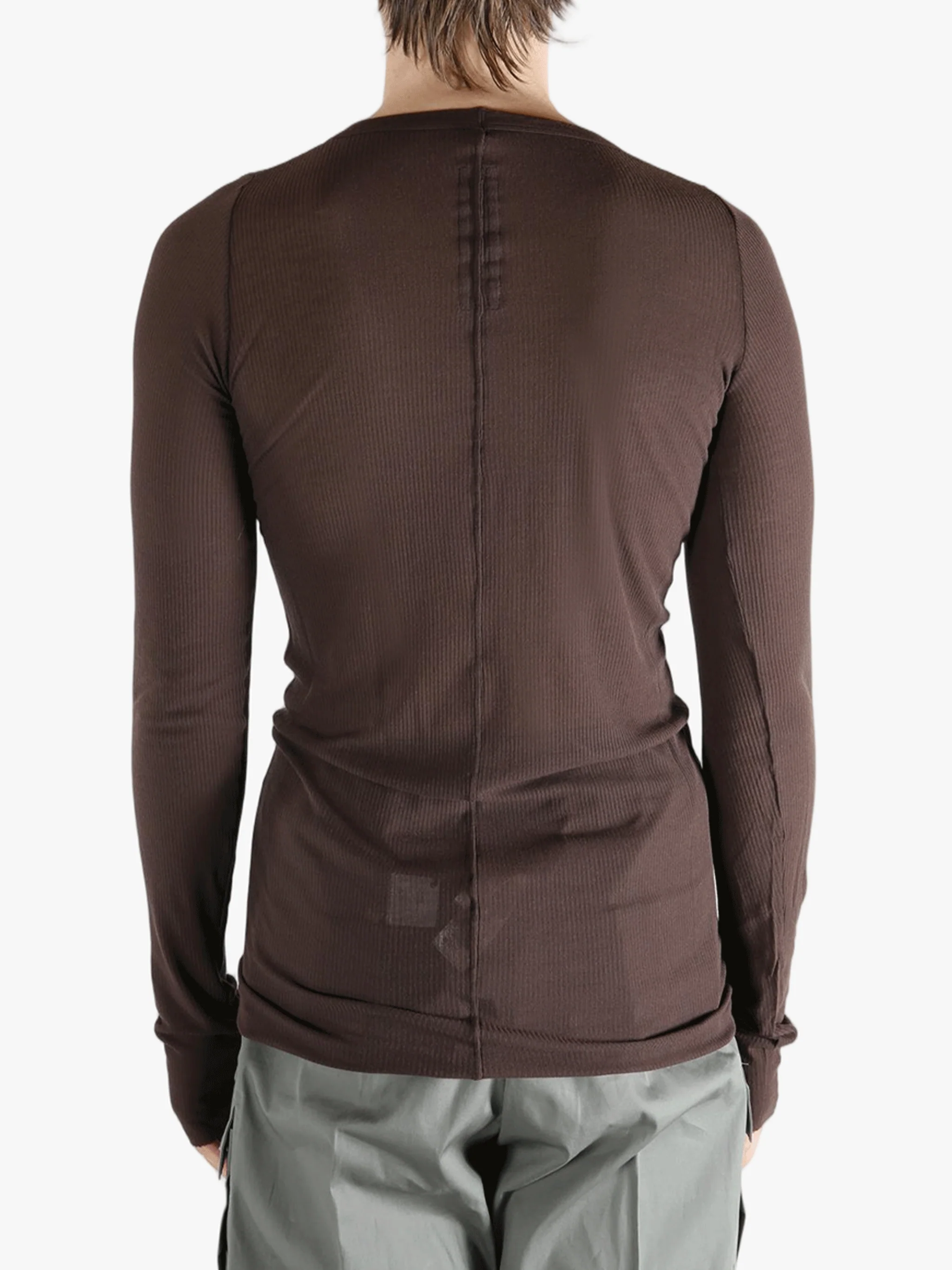 RICK OWENS - Men Rib Long Sleeves T-Shirt - Image 3