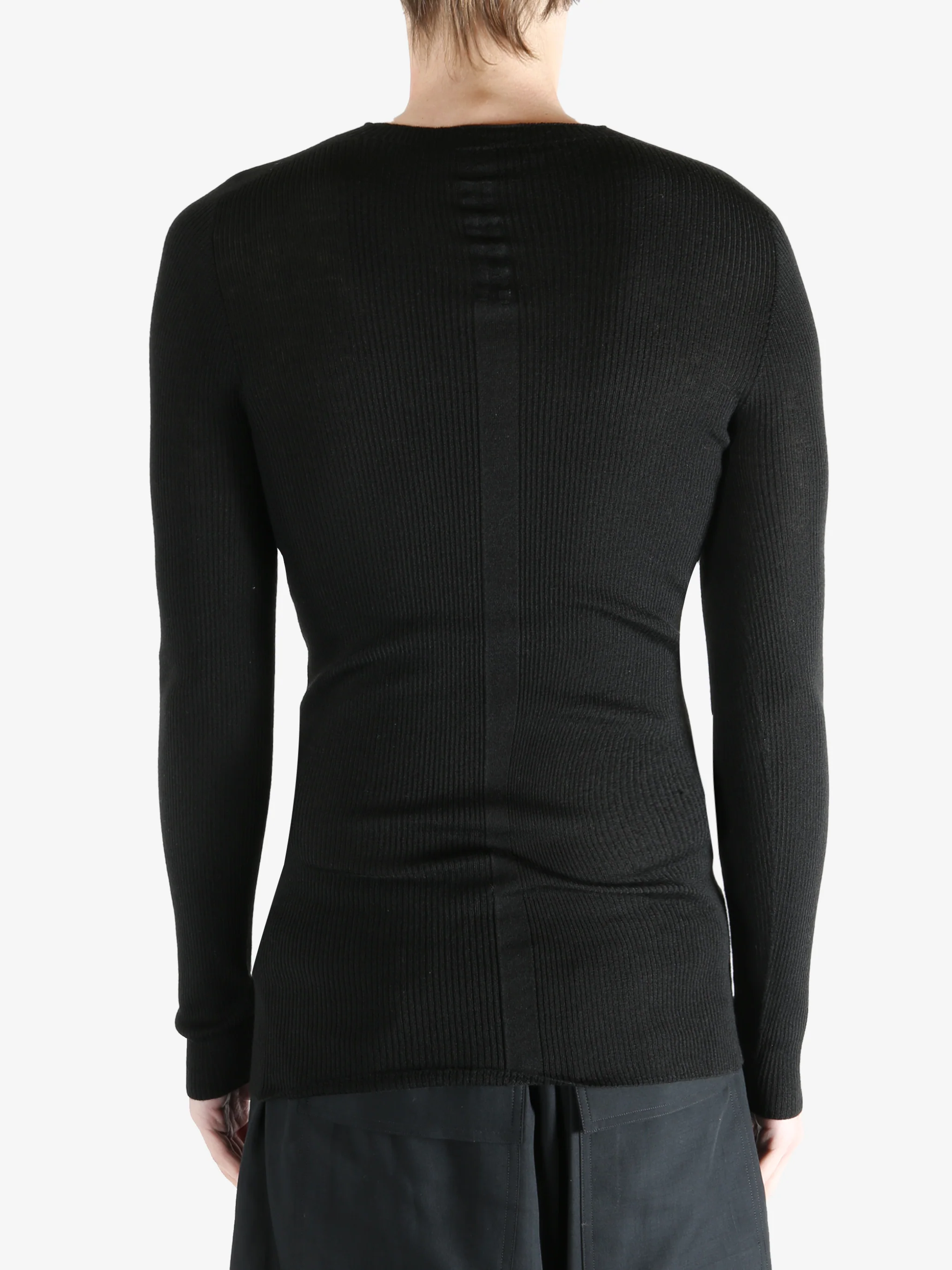 RICK OWENS - Men Ribbed Round Neck Top - Image 3