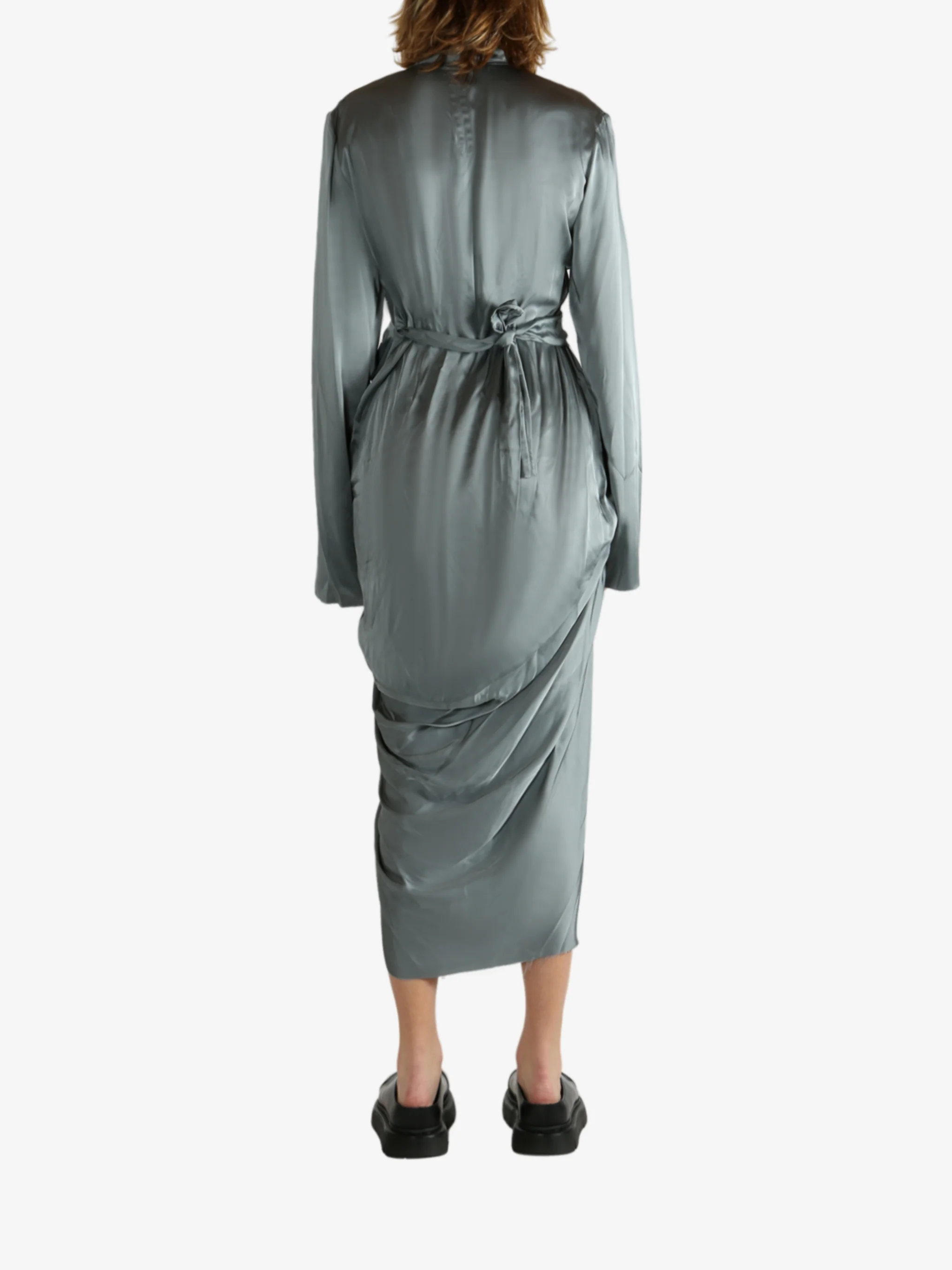 RICK OWENS - Women Charmeuse Wrap Dress - Image 3