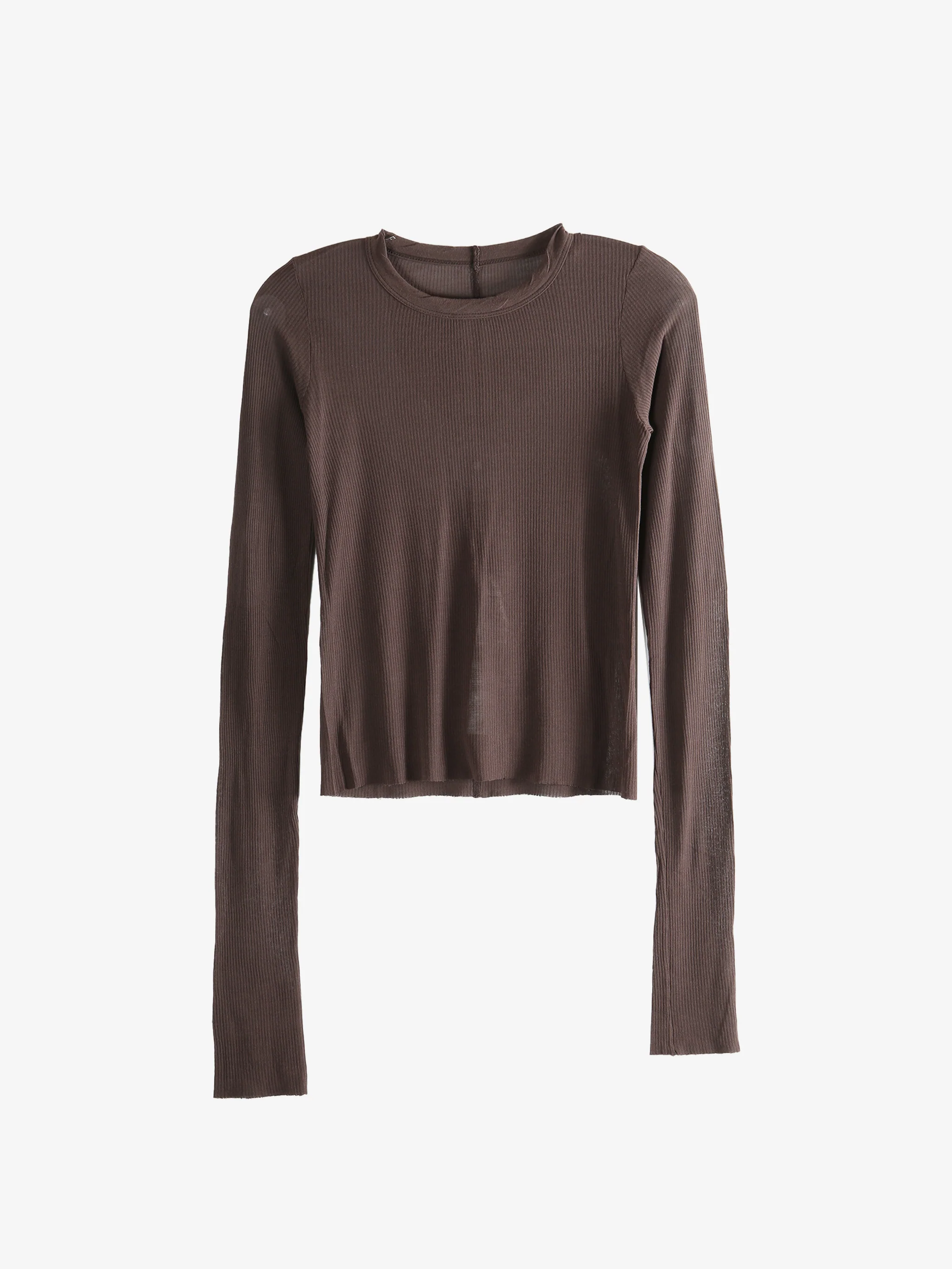 RICK OWENS - Women Cropped Rib Long Sleeve T-Shirt - Image 4
