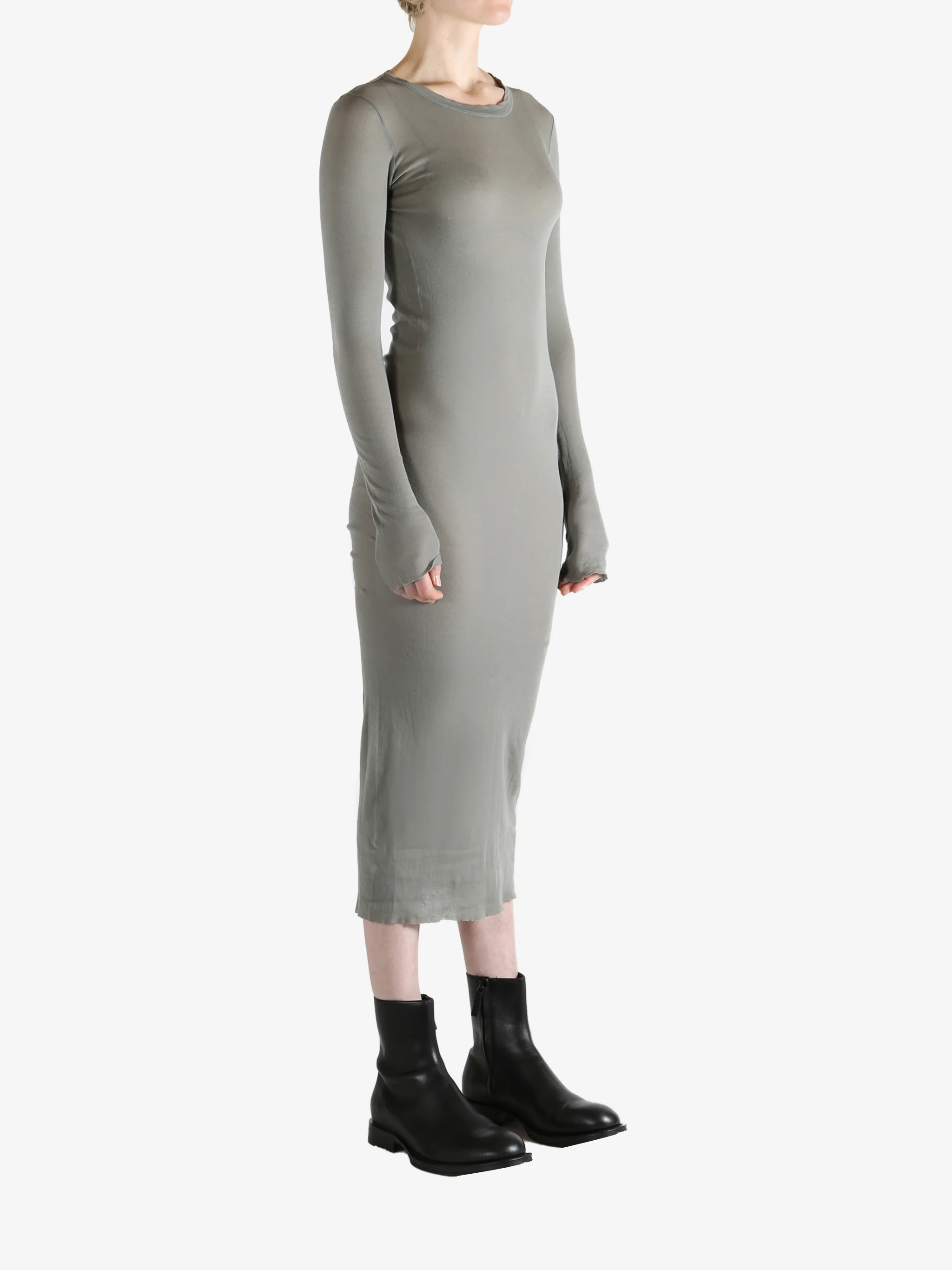 RICK OWENS - Women Rib Long Sleeve Dress - Image 2