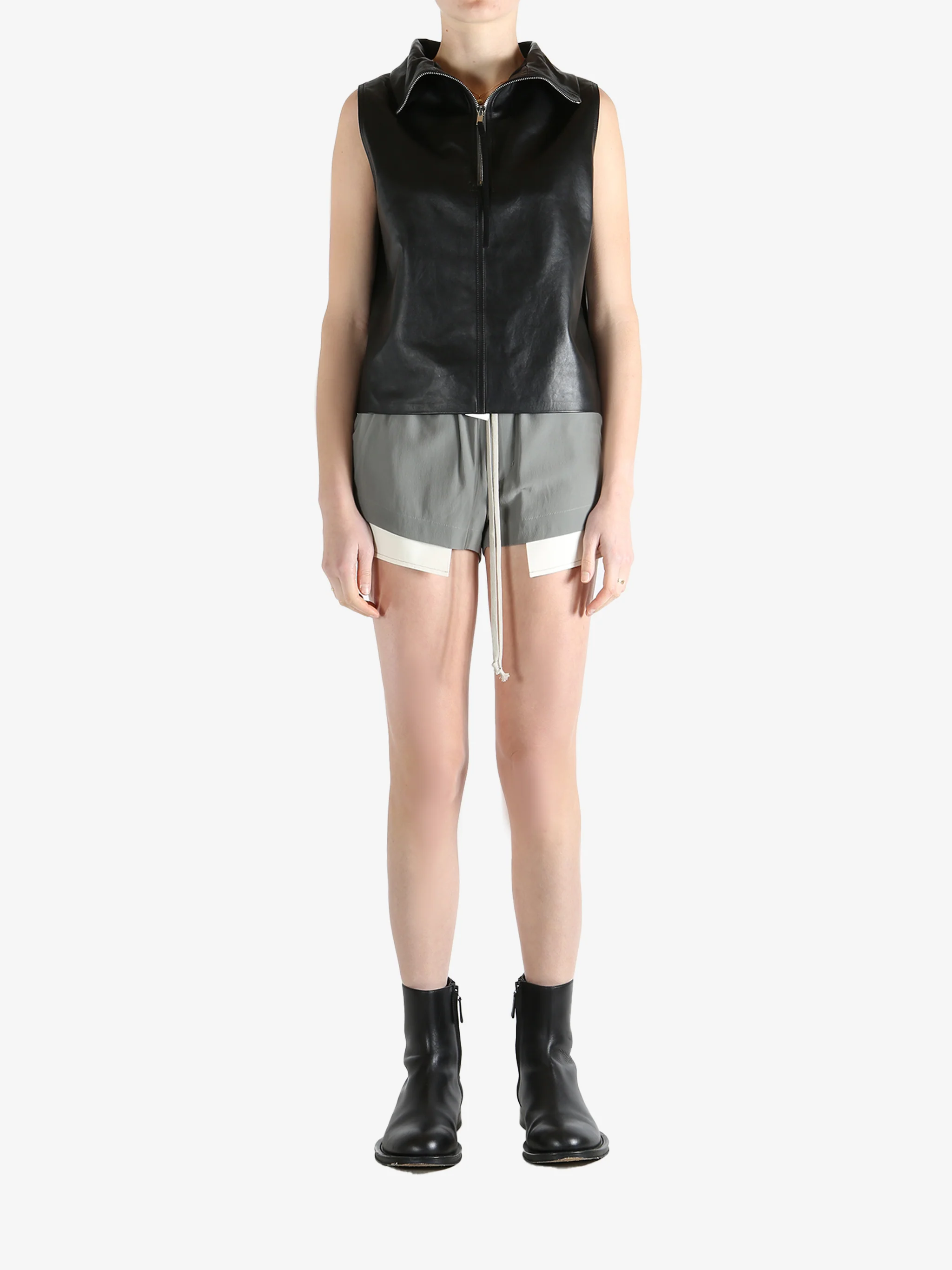 RICK OWENS - Women Short Sleeve Tabard in Pelle Top - Image 4