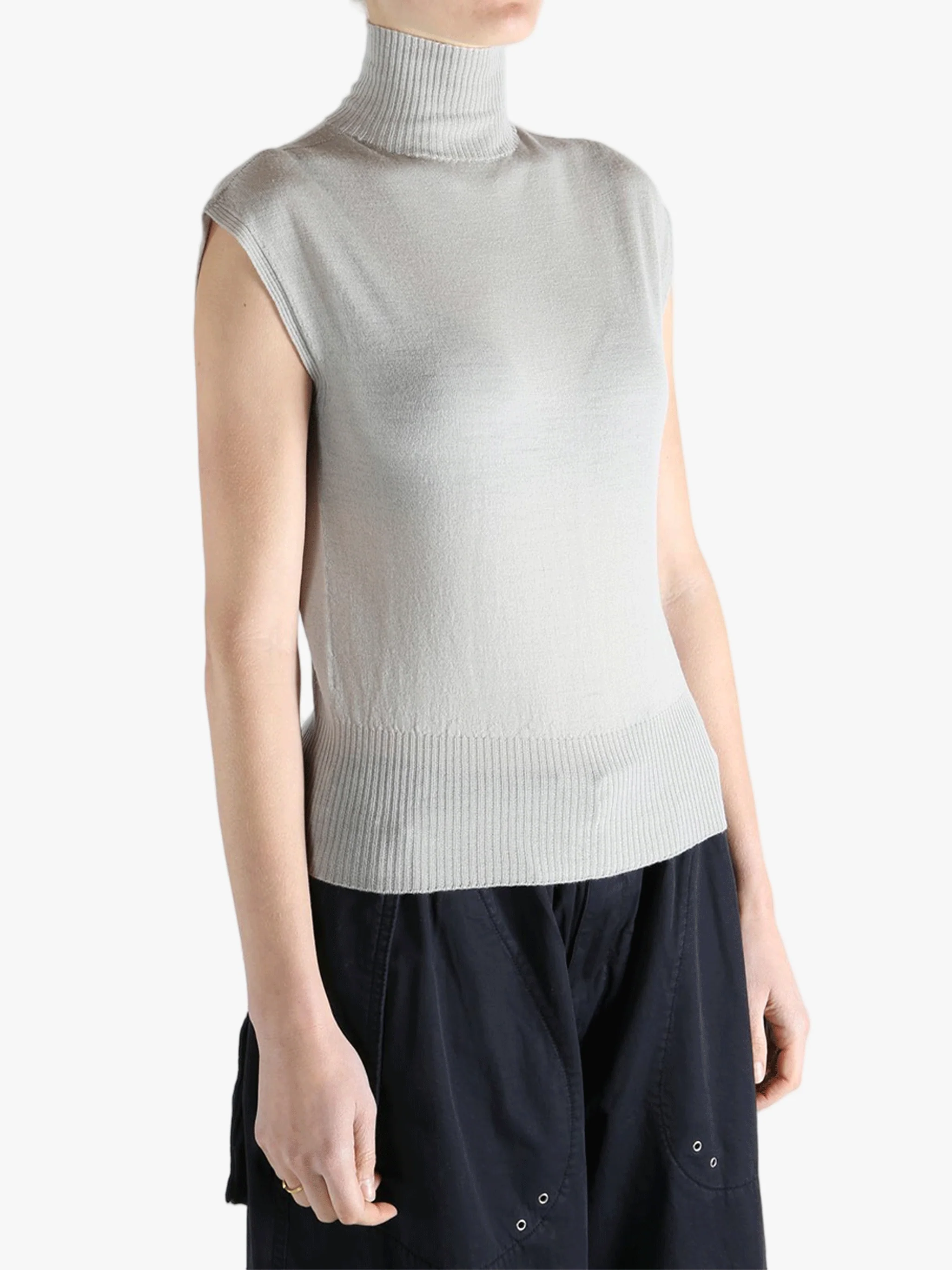 RICK OWENS - Women Short Sleeve Turtle Top - Image 2