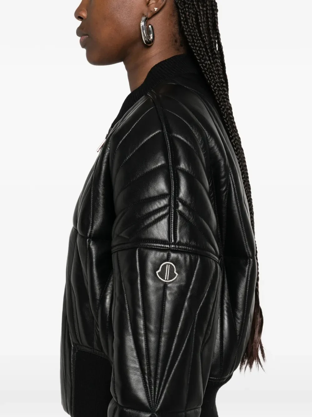 RICK OWENS X MONCLER - Women Woven Geocamo Cropped Jacket - Image 4