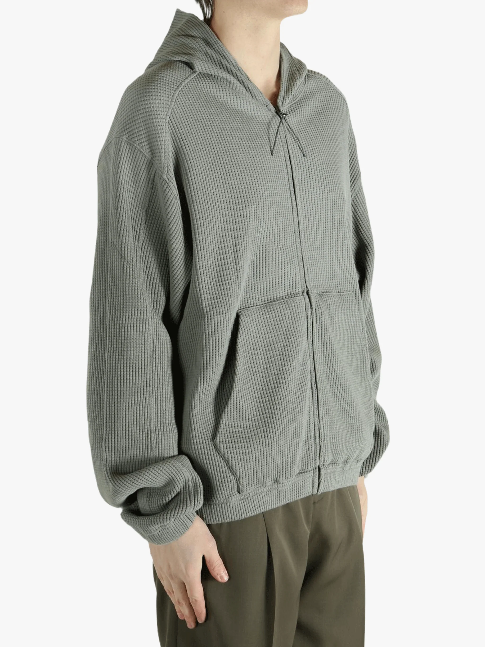 ROA - Men Bee Sun Faded Organic Waffle Zip Up Hoodie - Image 2