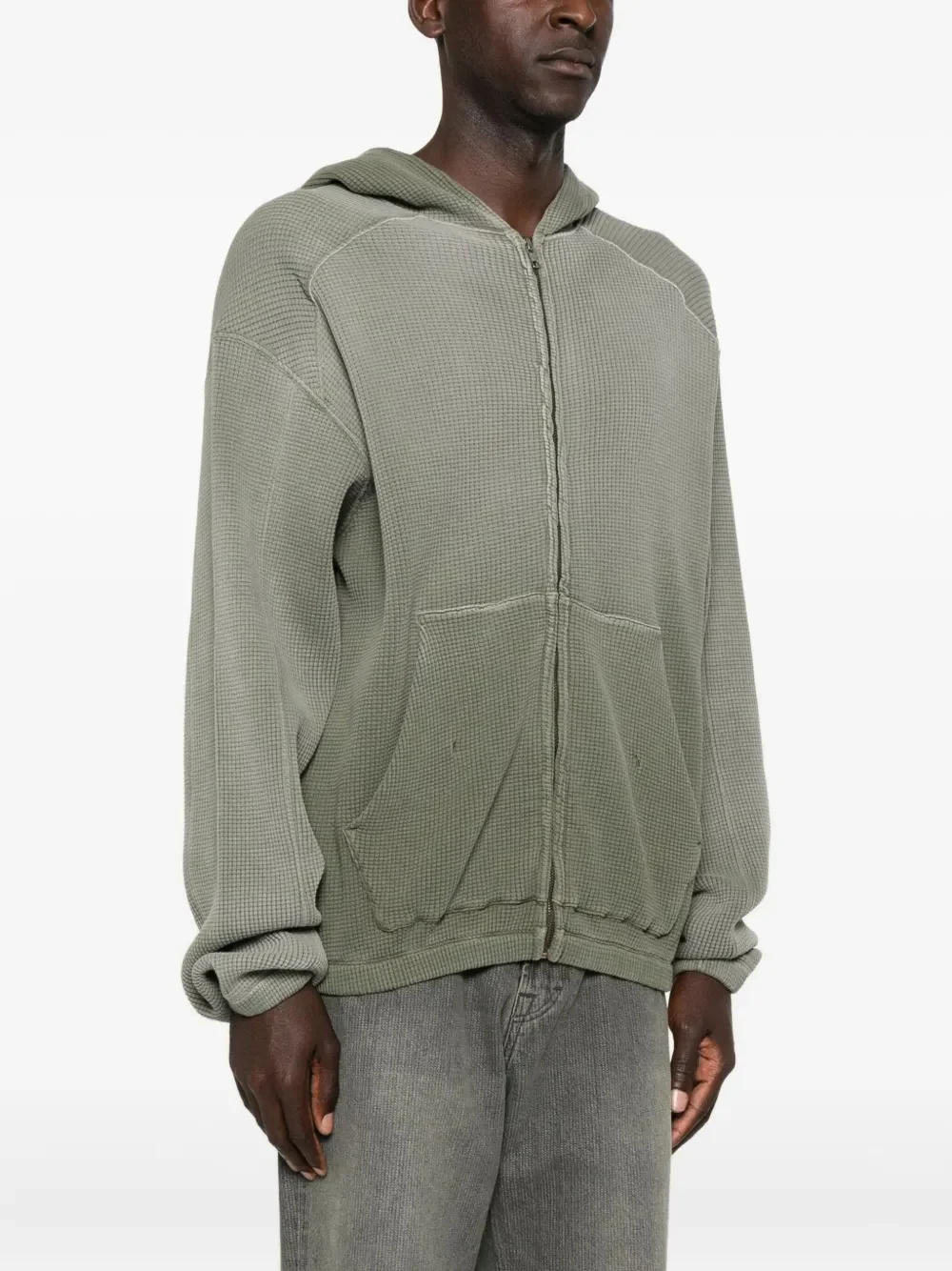 ROA - Men Bee Sun Faded Waffle Zip Up Hoodie - Image 2