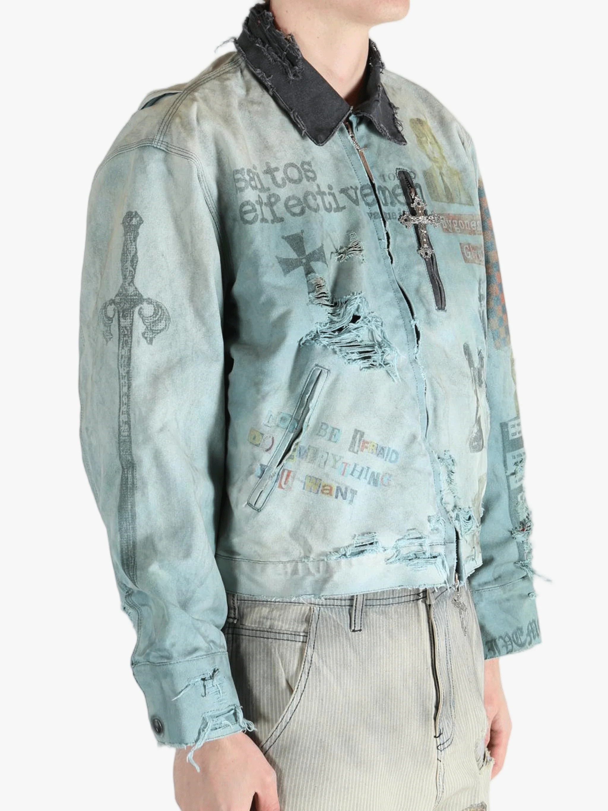 SAITOS - Men Distressed Work Jacket - Image 2