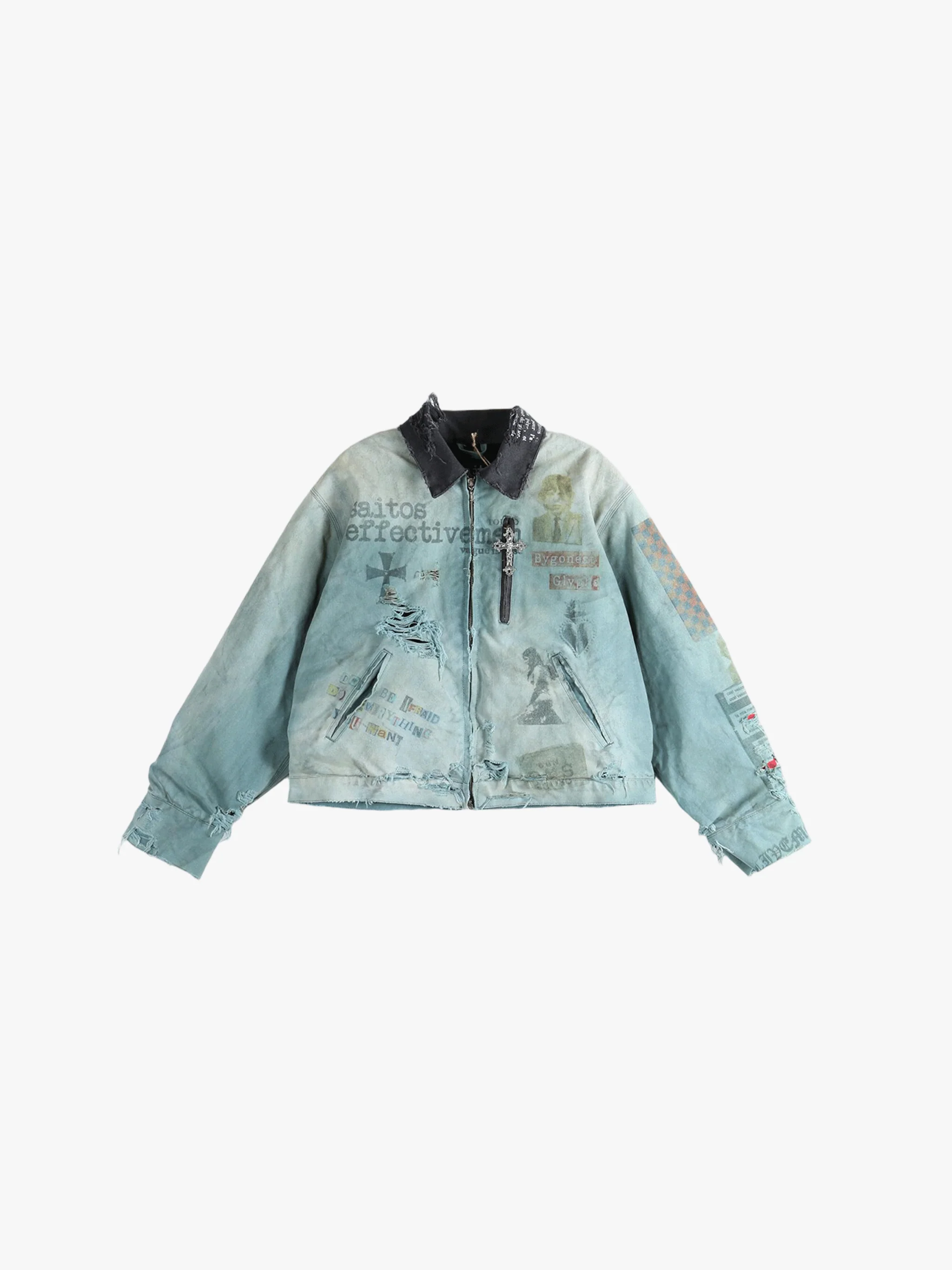 SAITOS - Men Distressed Work Jacket - Image 4