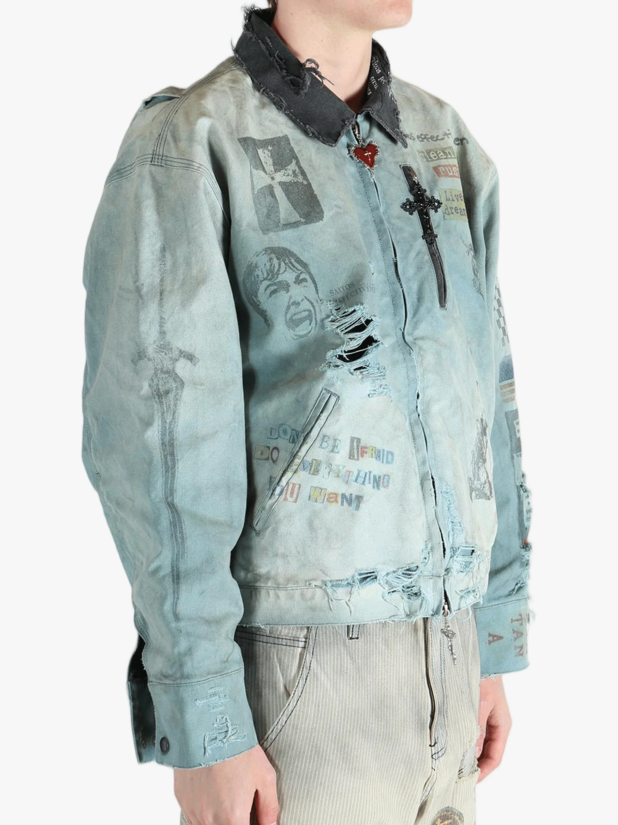 SAITOS - Men Distressed Work Jacket - Image 2
