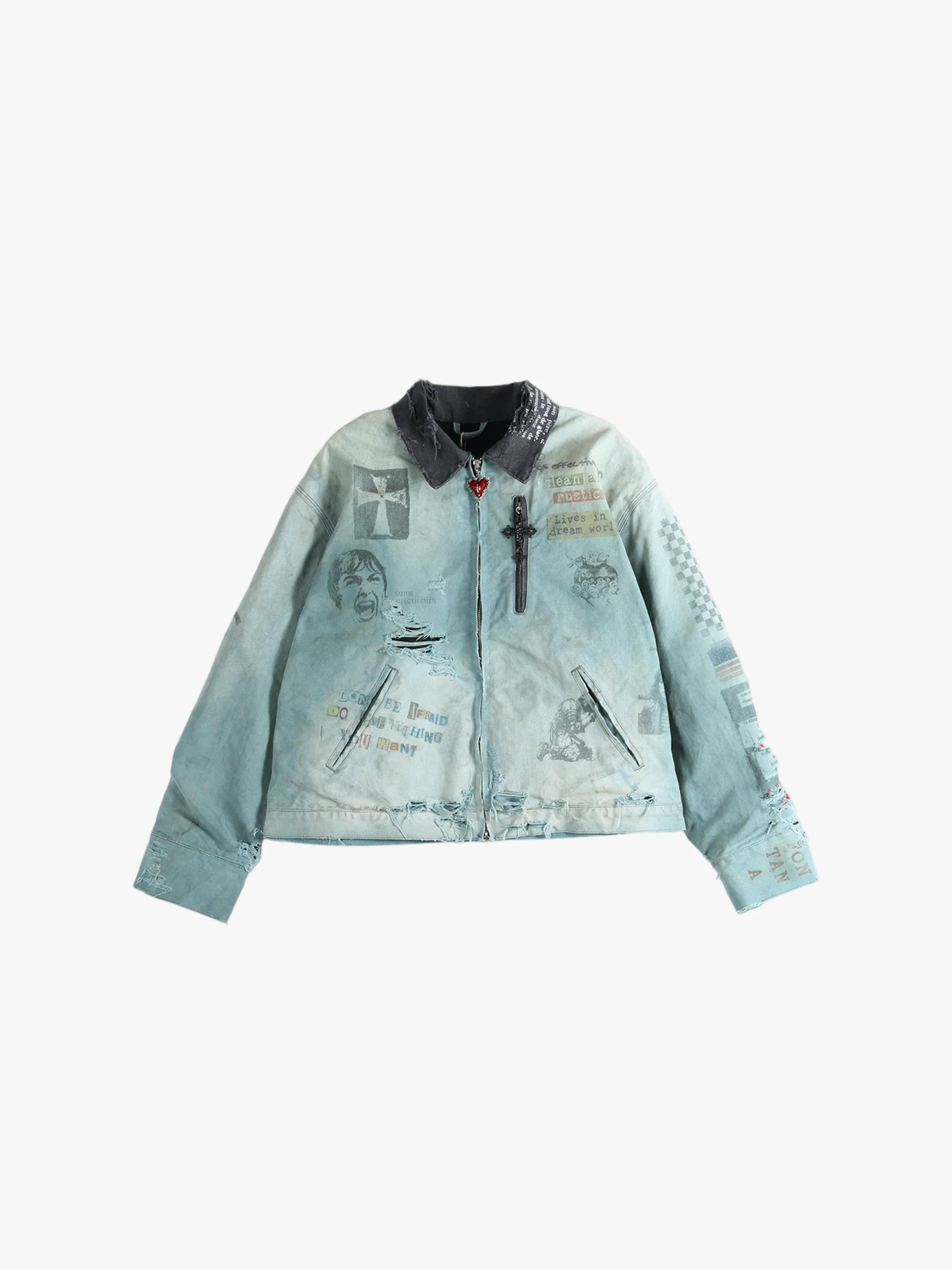 SAITOS - Men Distressed Work Jacket - Image 4