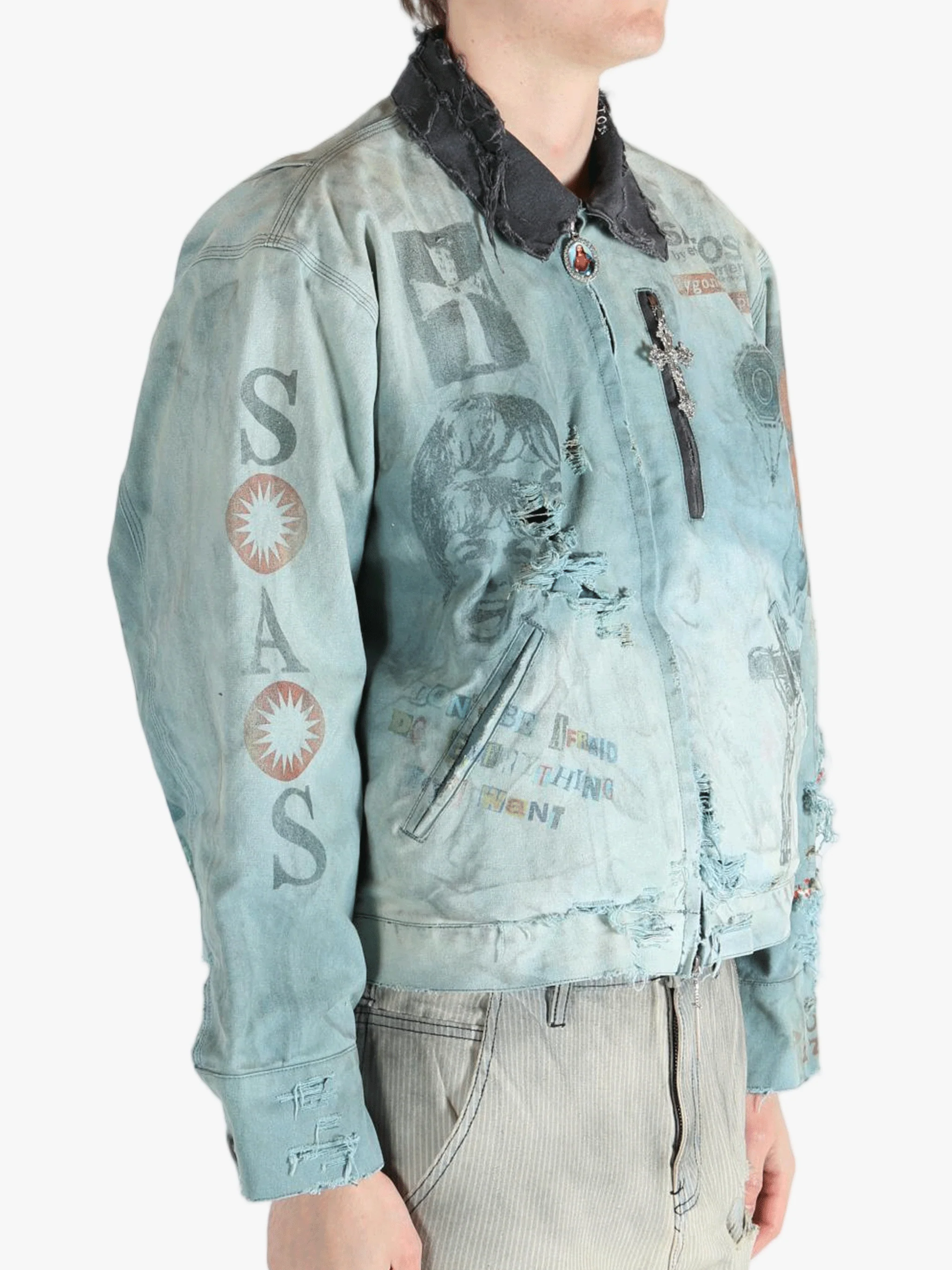 SAITOS - Men Distressed Work Jacket - Image 2