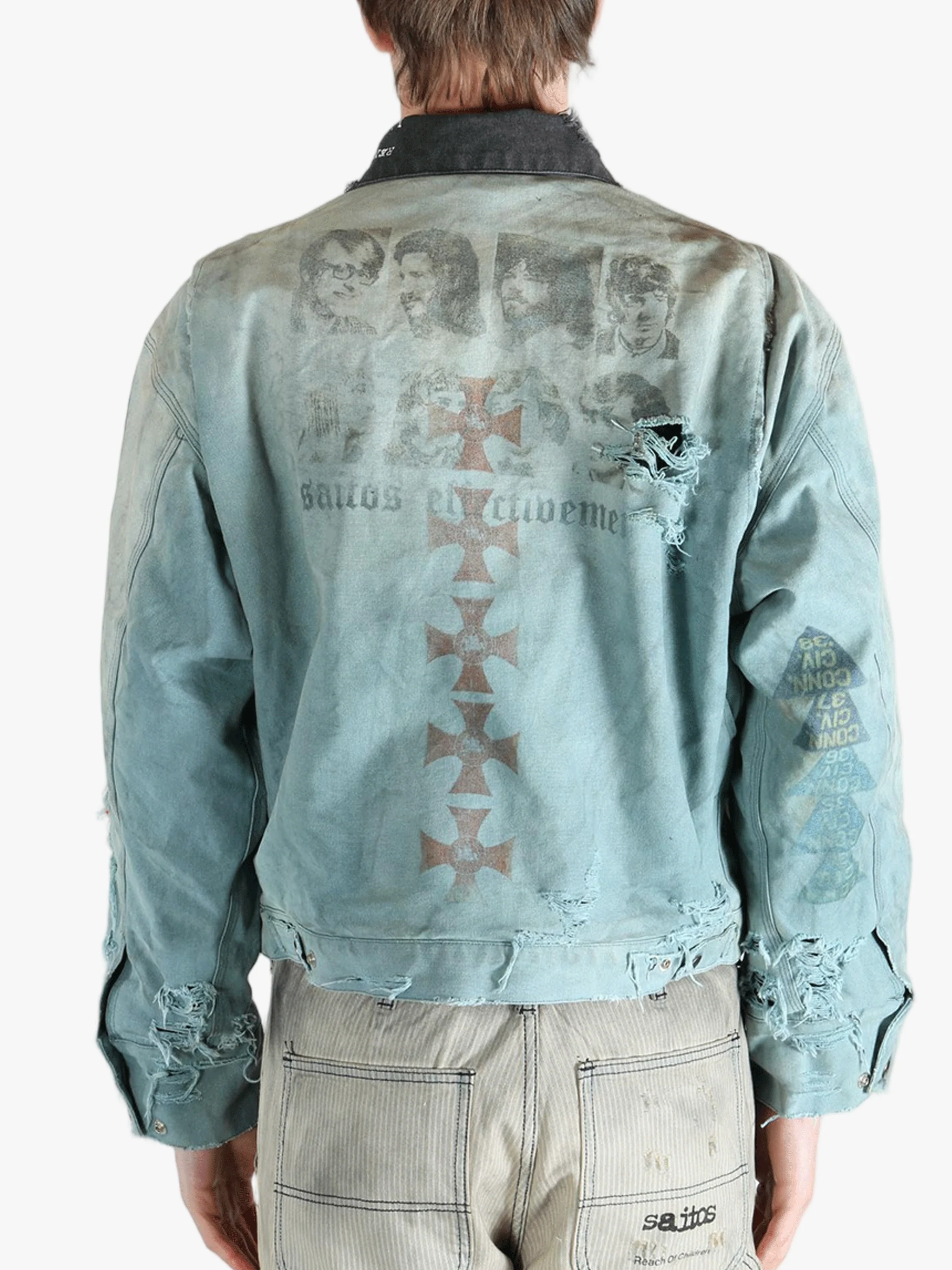 SAITOS - Men Distressed Work Jacket - Image 3