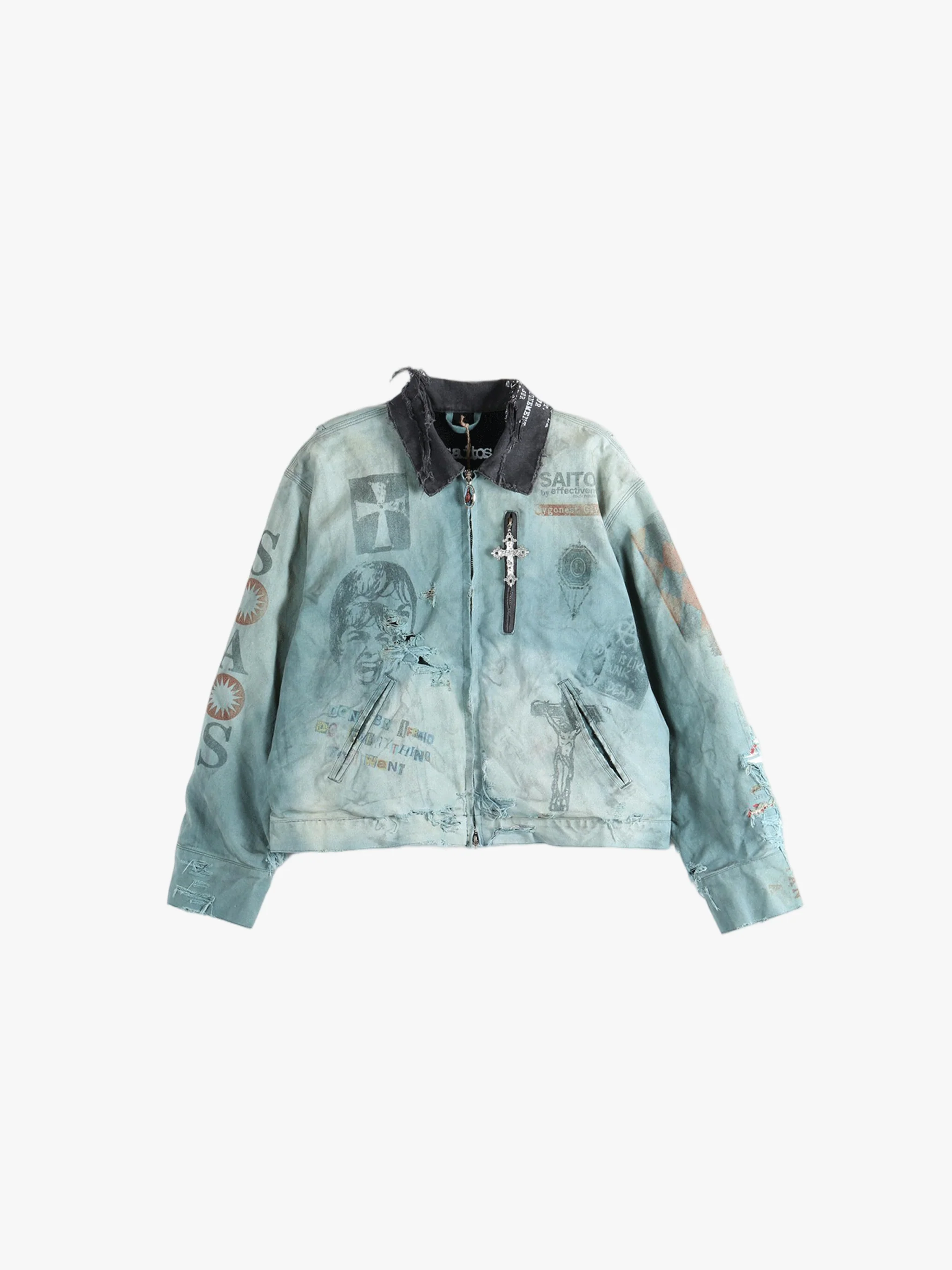 SAITOS - Men Distressed Work Jacket - Image 4