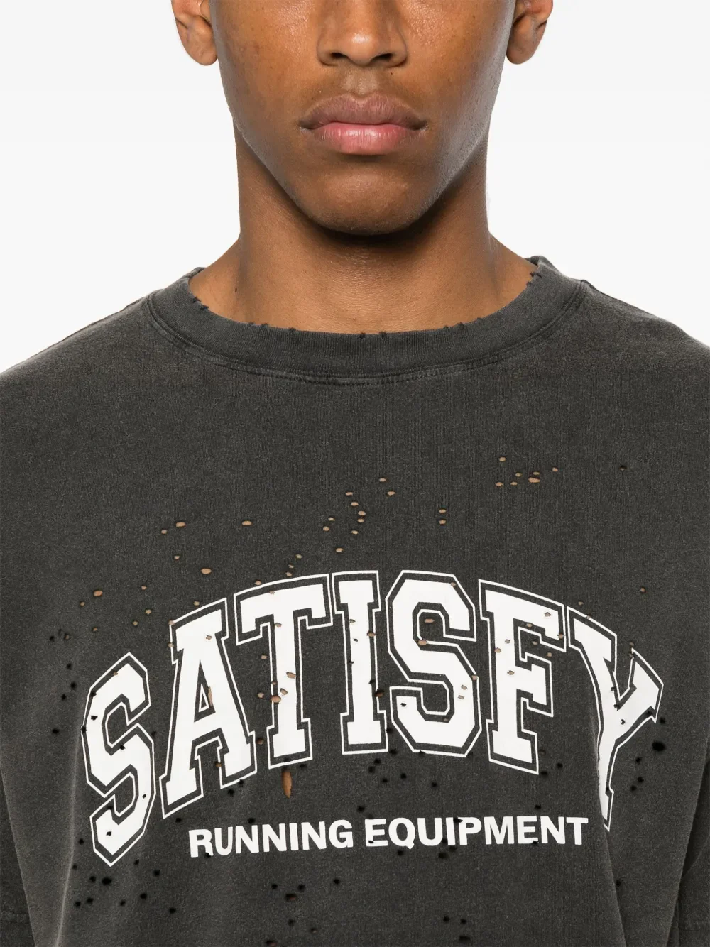 SATISFY - Men MothTech Oversized Text T-Shirt - Image 3