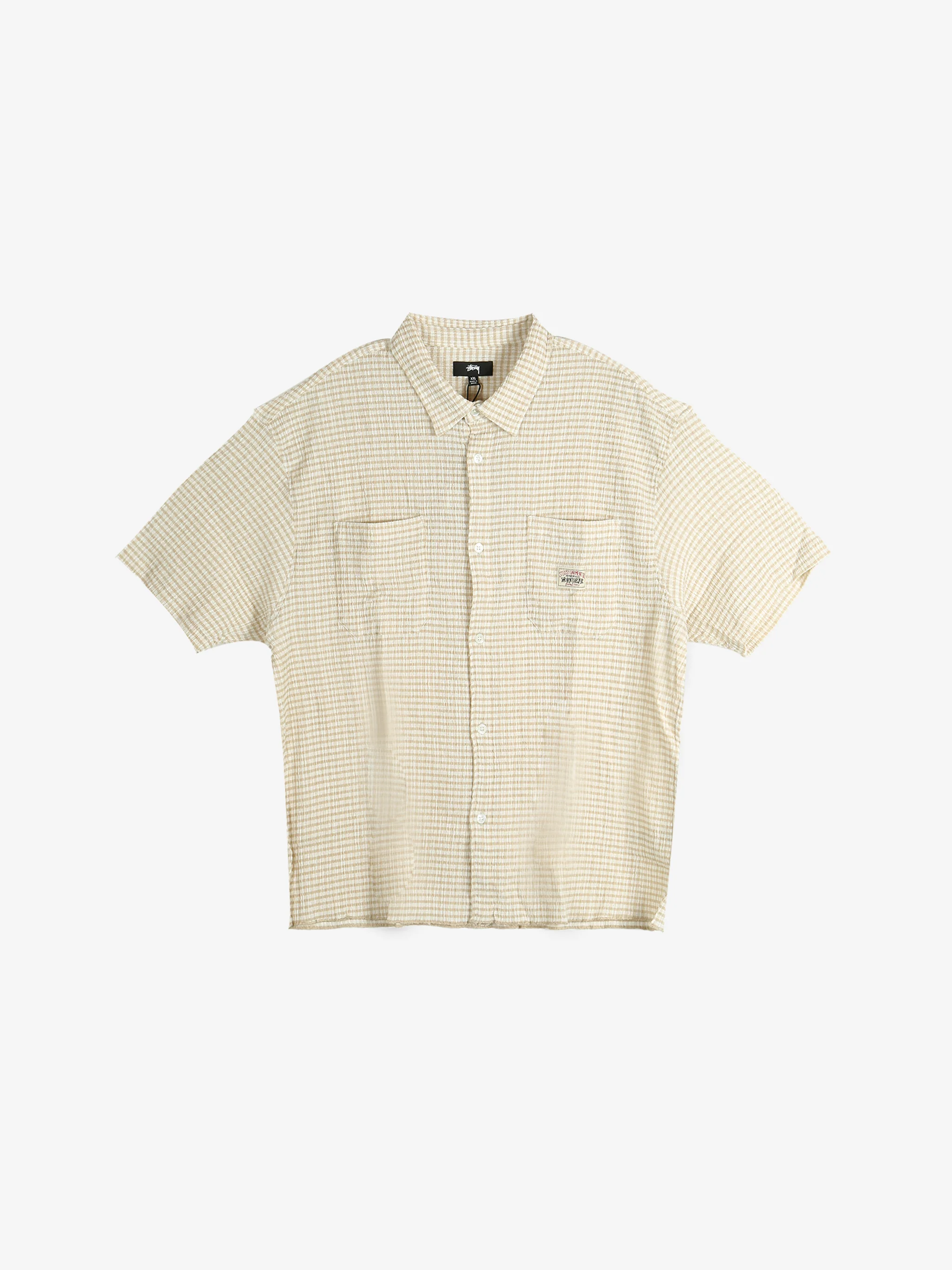 STUSSY - Men Crinkled Check Short Sleeve Shirt