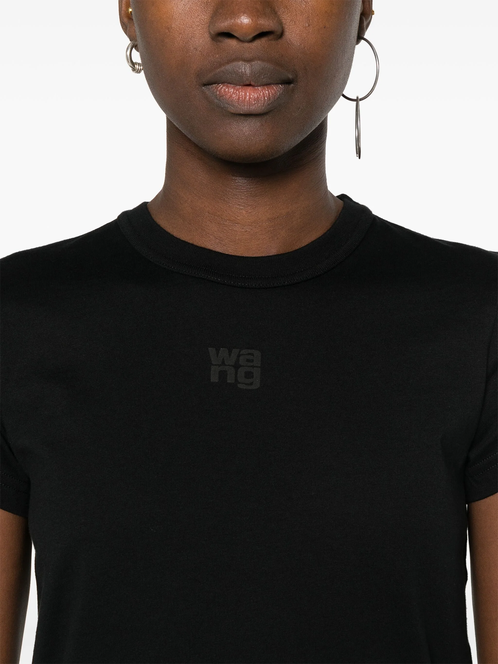 ALEXANDER WANG - Women Puff Logo & Bound Neck Tee Essential JSY Shrunk - Image 4