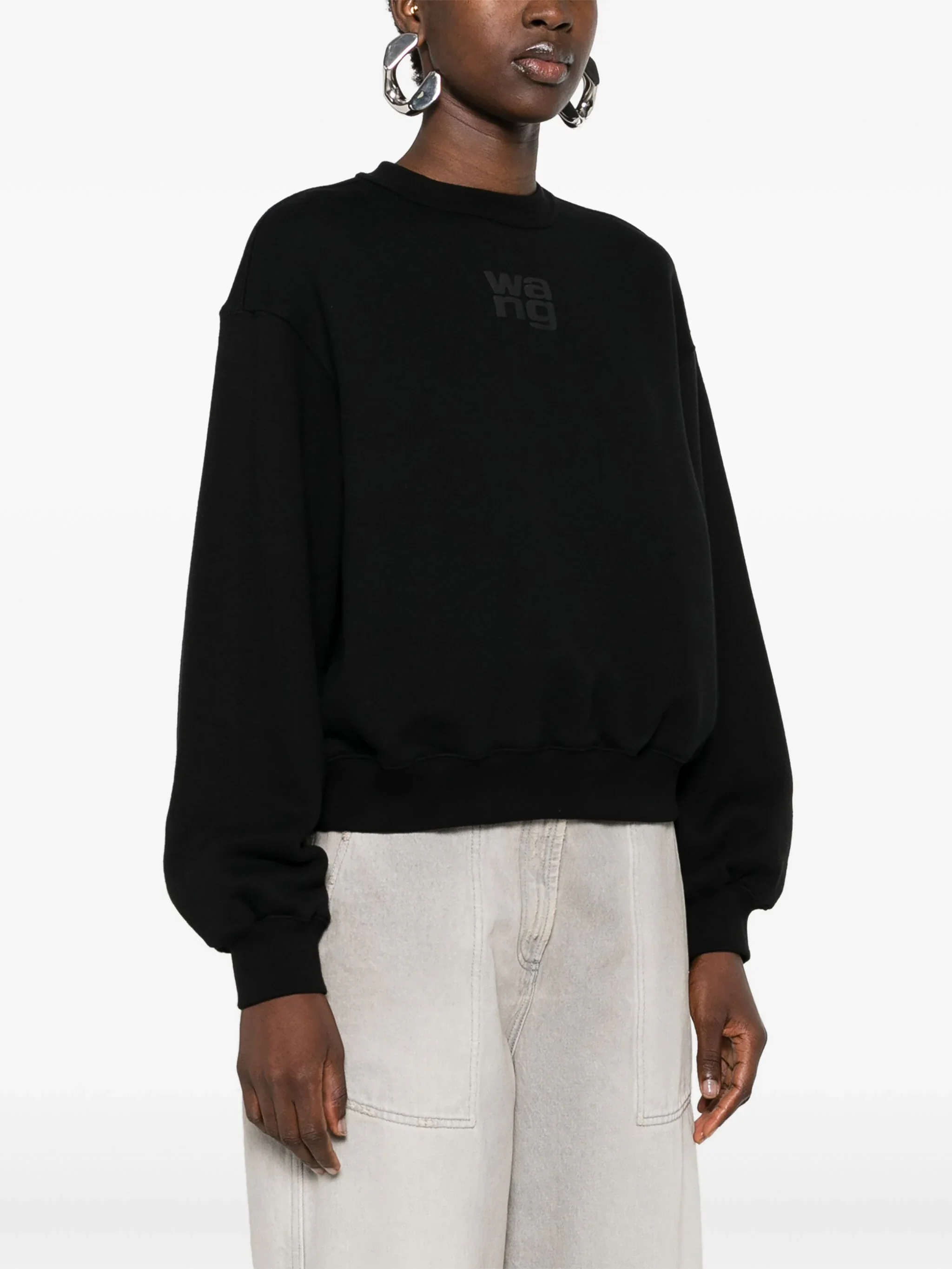 ALEXANDER WANG - Women Puff Paint Logo Essential Terry Crew Sweatshirt - Image 3