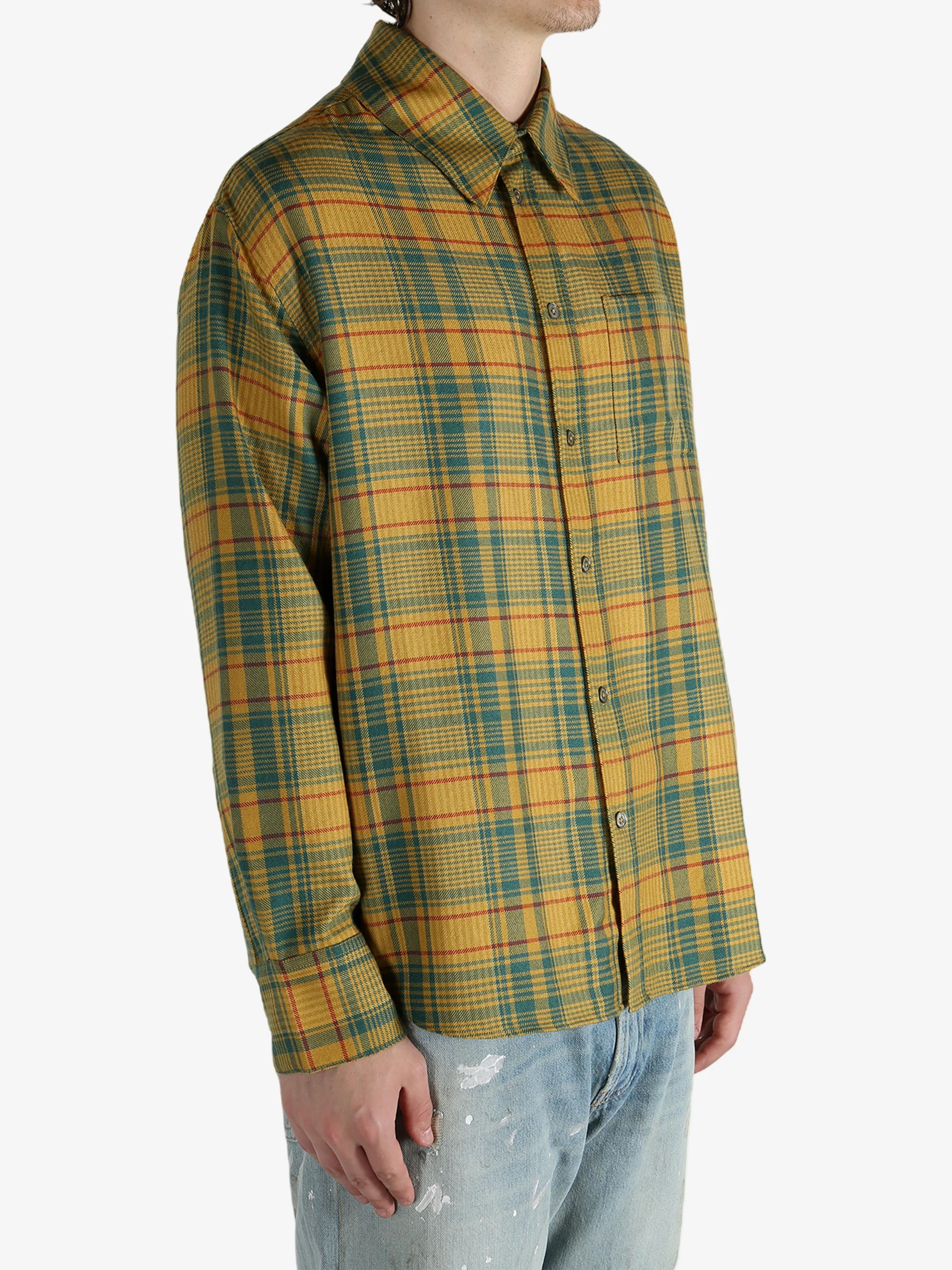 THE ELDER STATESMAN - Men Plaid Pashmina Big Shirt - Image 2