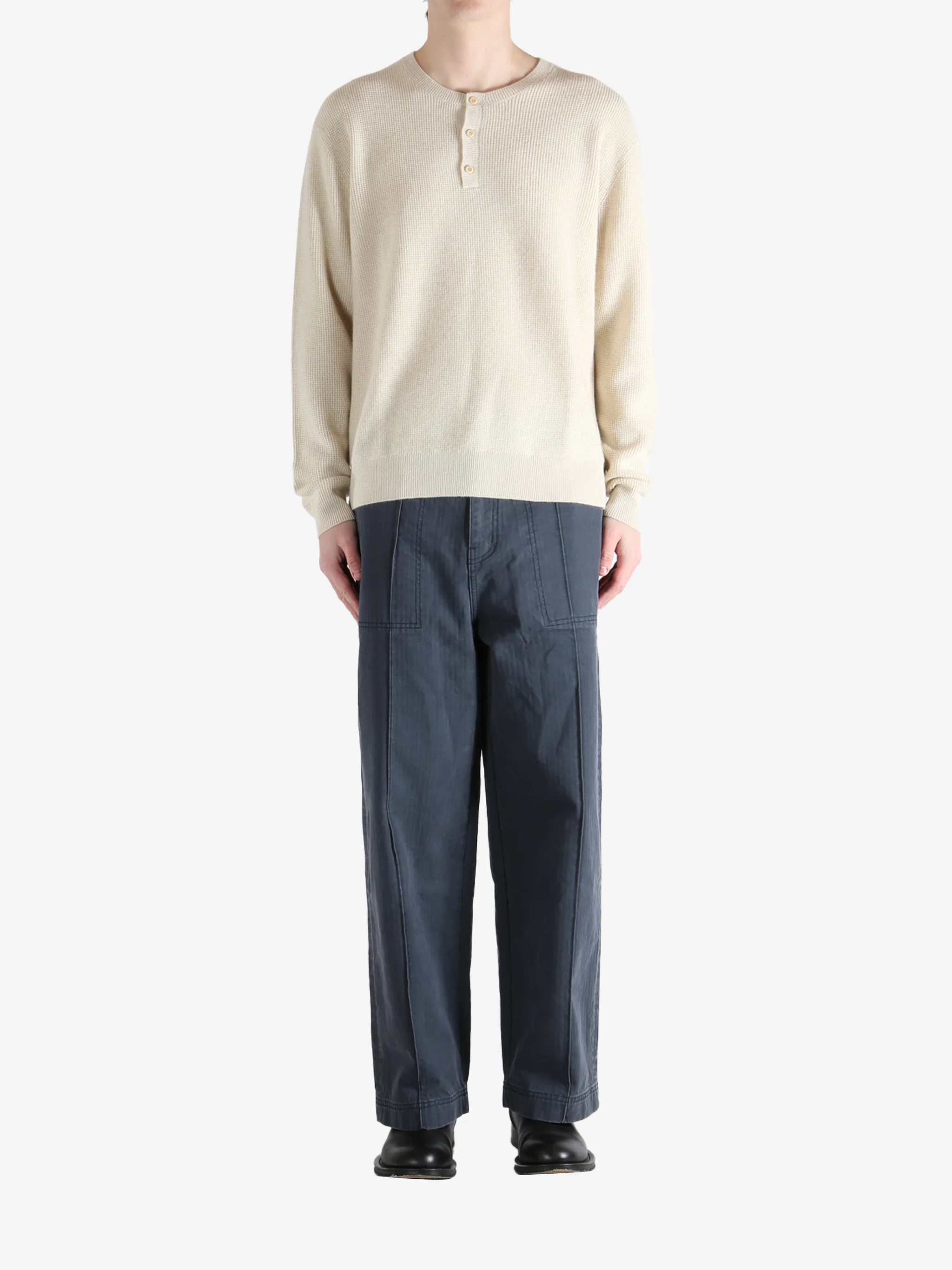 THE ELDER STATESMAN - Men Waffle Thermal Henley - Image 4