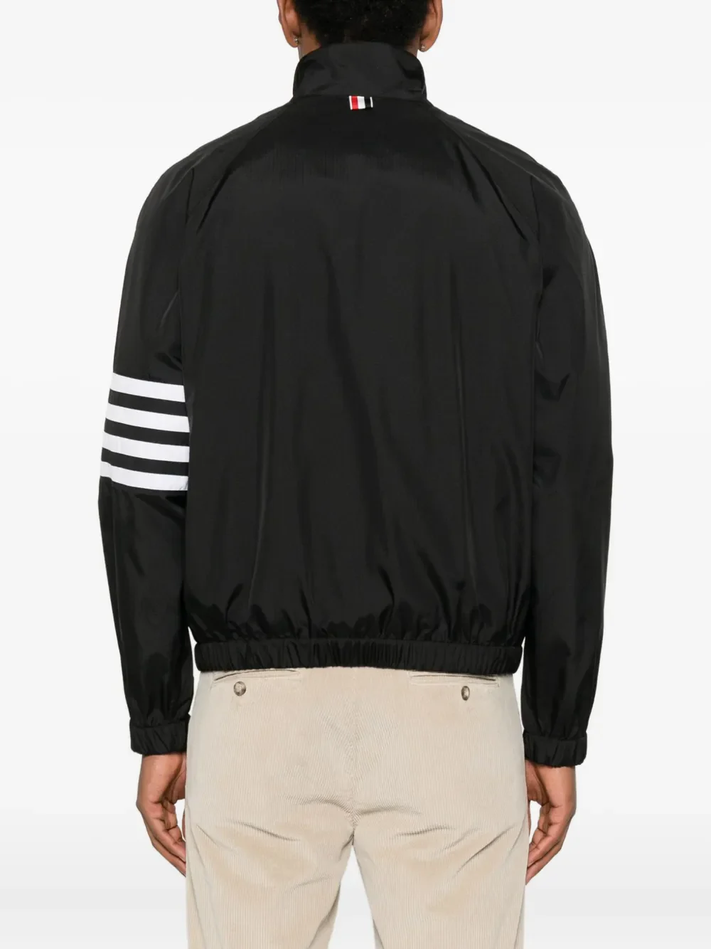 THOM BROWNE - Men 4 Bar In Shiny Ripstop Zip Front Raglan Track Jacket - Image 3