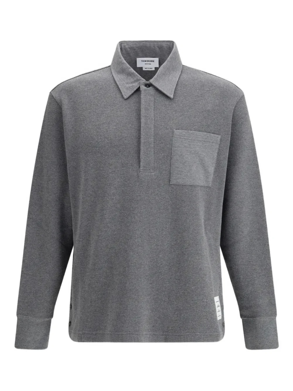 THOM BROWNE - Men 4 Bar In Textured Cotton Rugby Polo Shirt