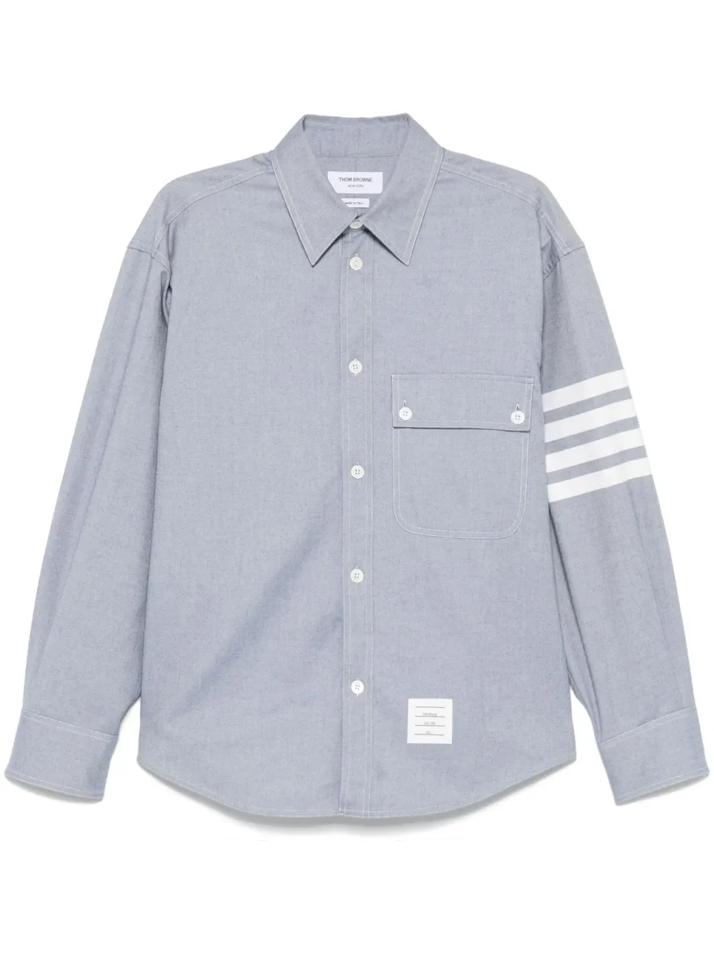 THOM BROWNE - Men 4 Bar Stripe Oversized PC Shirt - Image 5