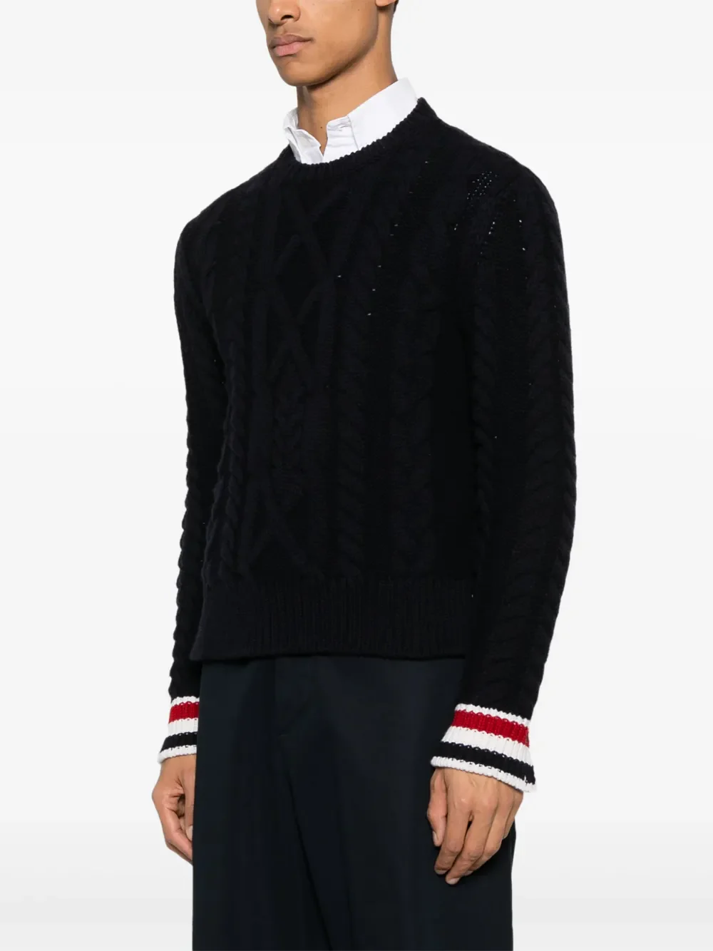THOM BROWNE - Men Classic Aran Cable Stitch Crew Neck Pullover - Image 2