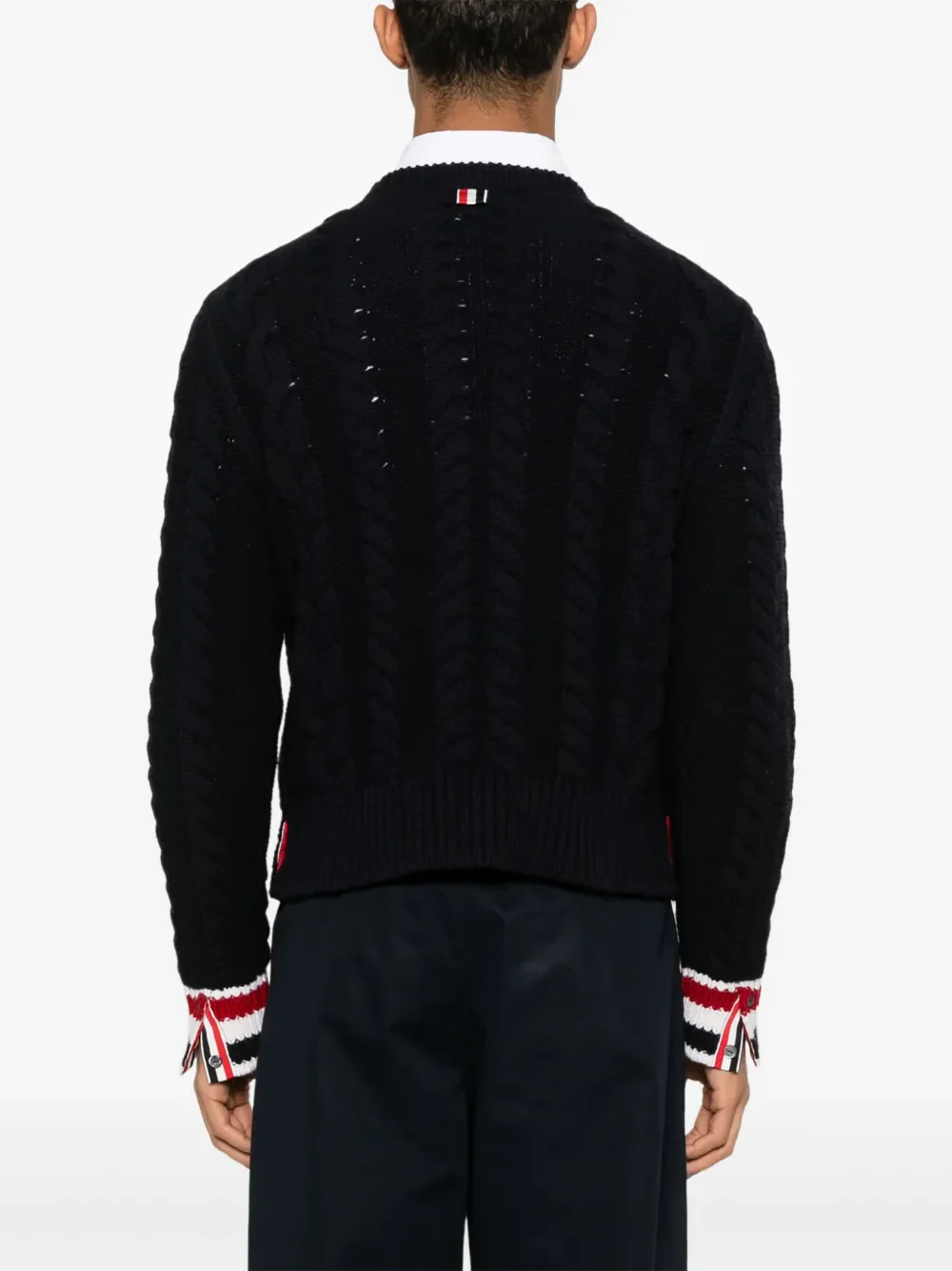 THOM BROWNE - Men Classic Aran Cable Stitch Crew Neck Pullover - Image 3